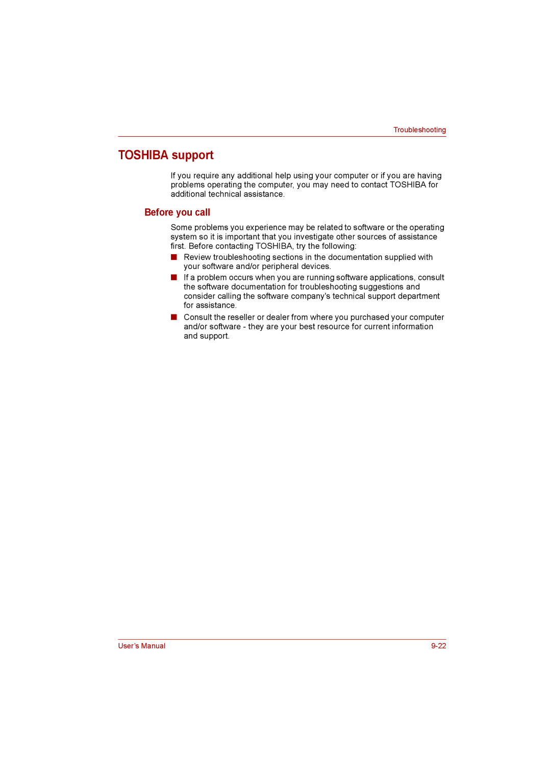 Toshiba L500D user manual Toshiba support, Before you call 