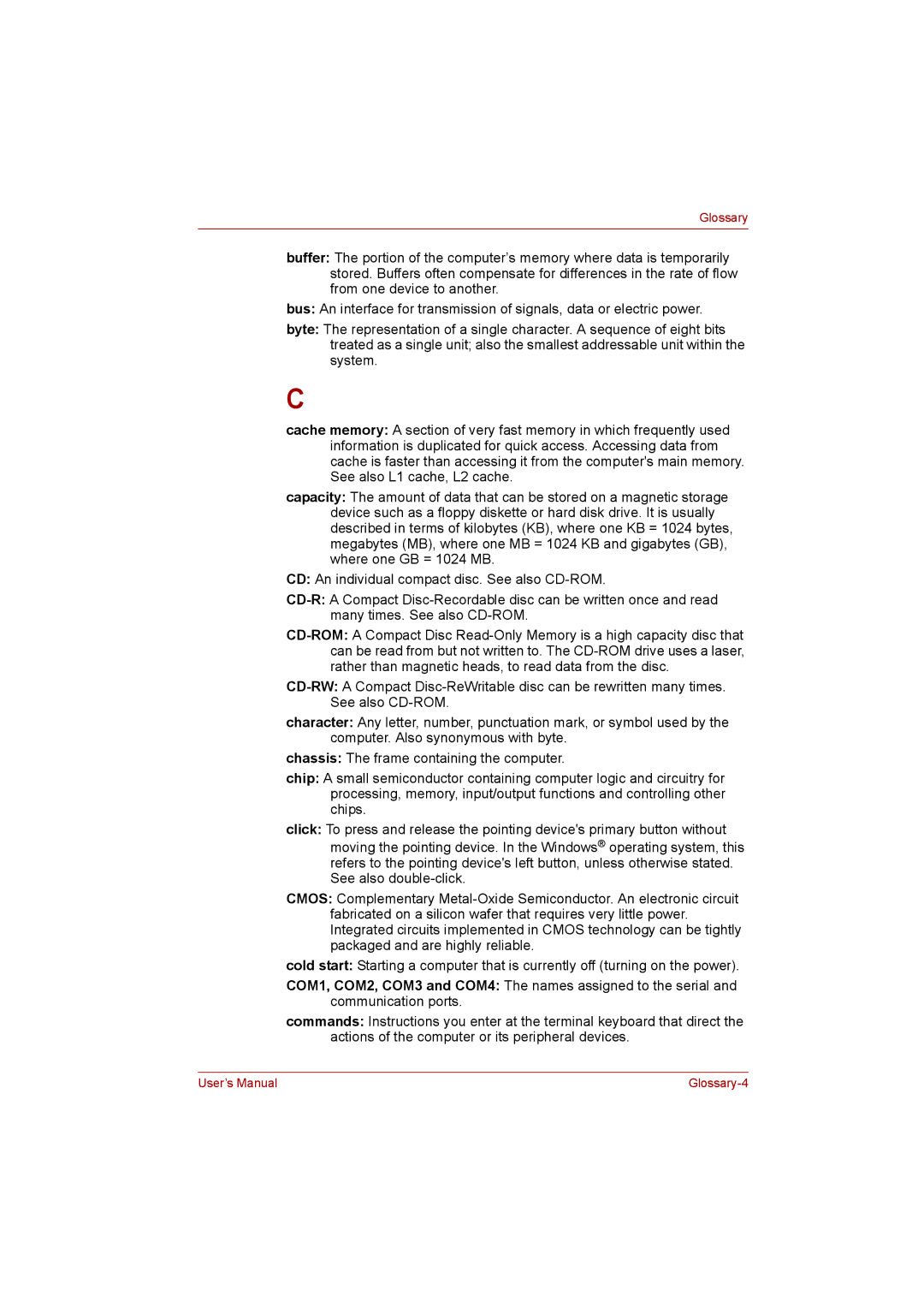 Toshiba L500D user manual Glossary-4 