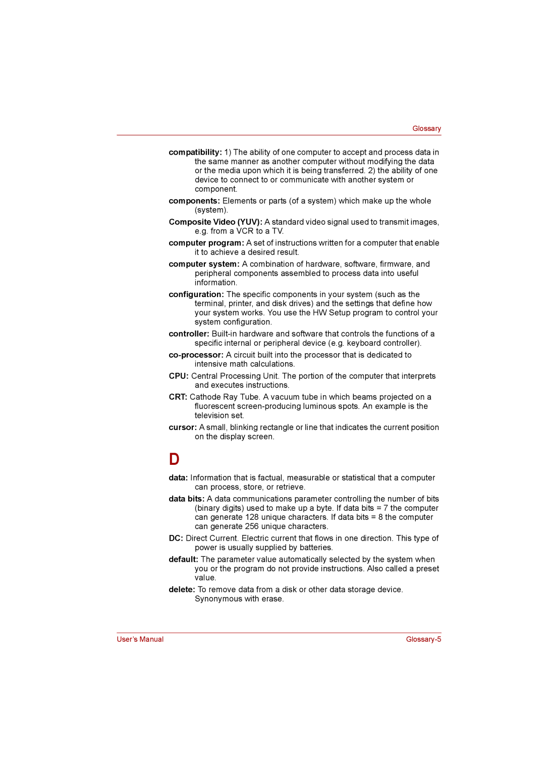 Toshiba L500D user manual Glossary-5 