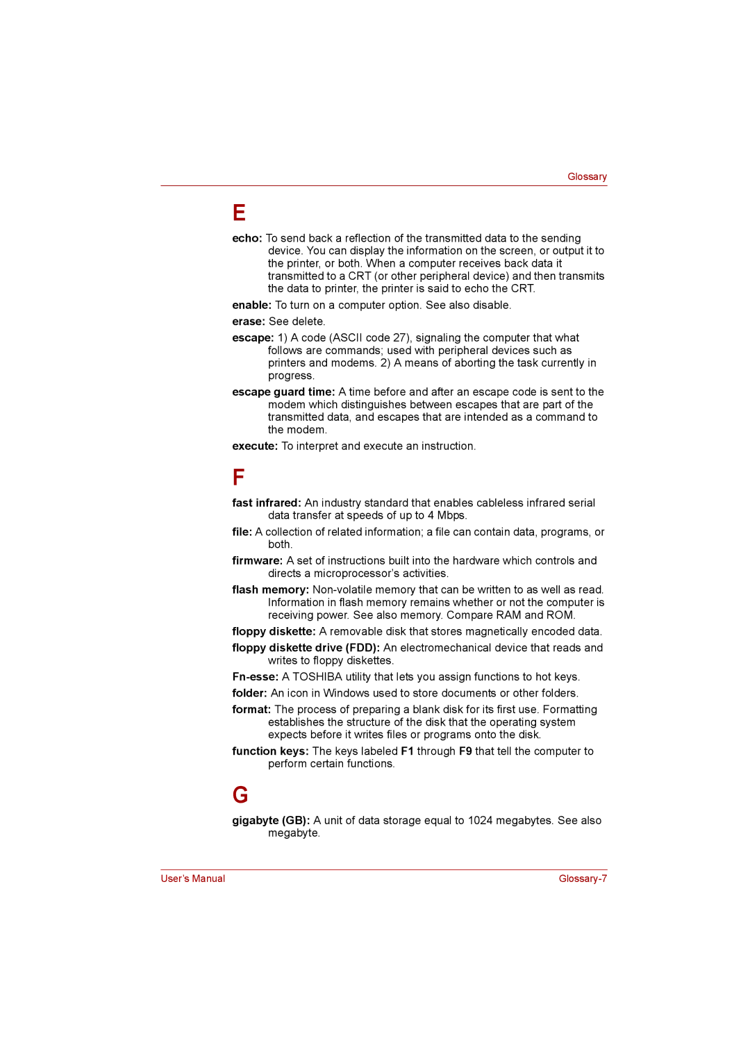 Toshiba L500D user manual Glossary-7 