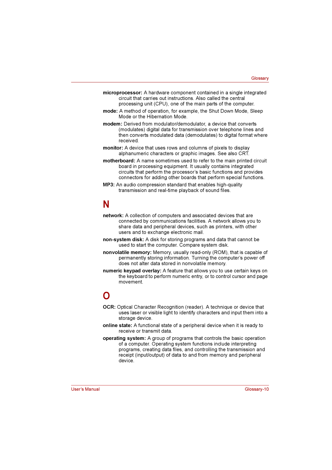 Toshiba L500D user manual Glossary-10 