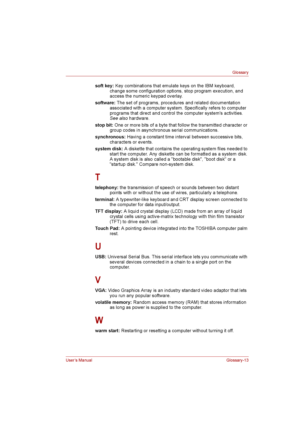 Toshiba L500D user manual Glossary-13 