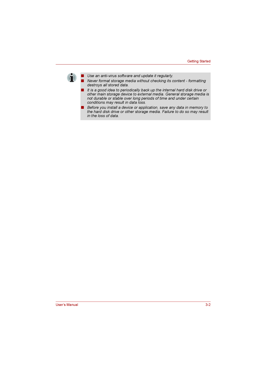 Toshiba L500D user manual Getting Started 