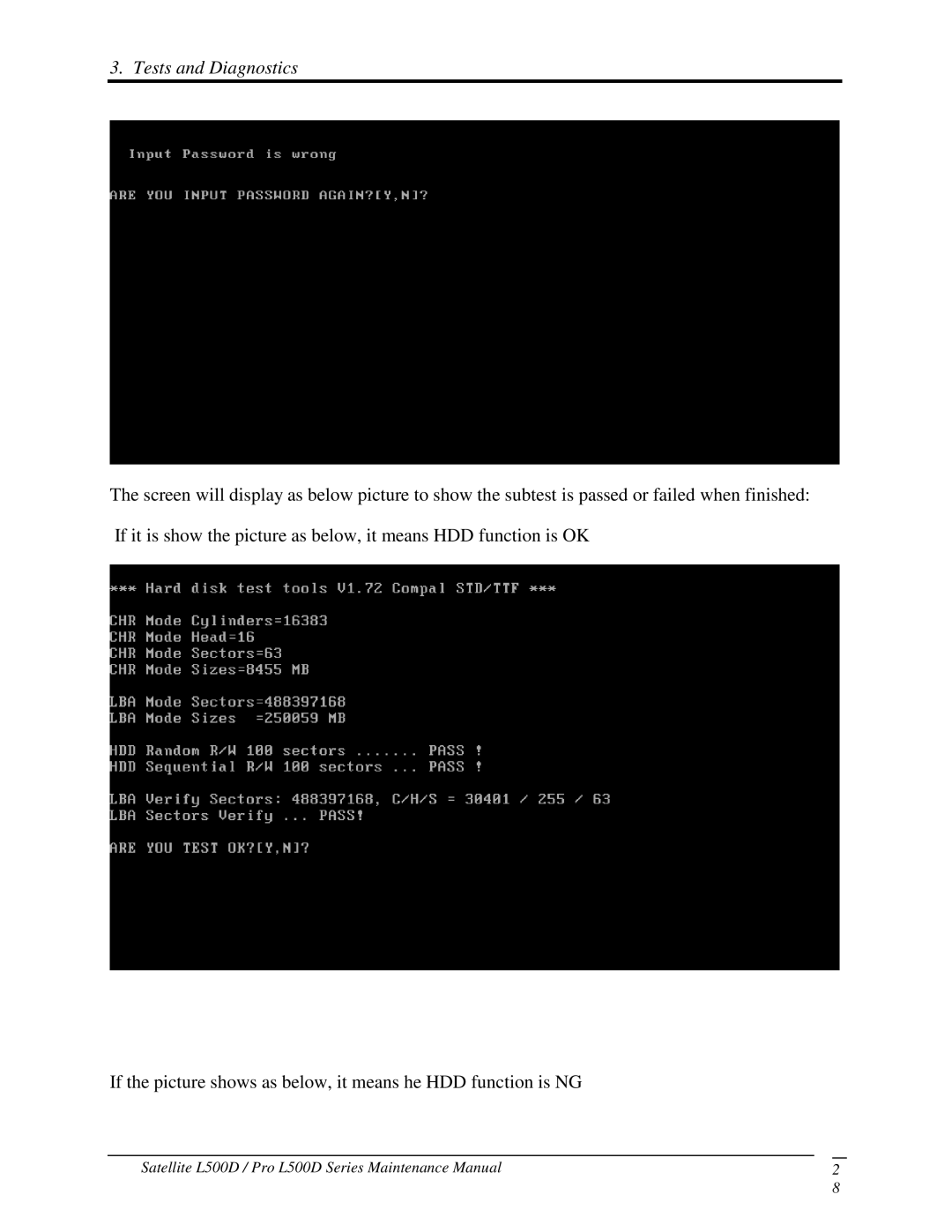 Toshiba L500D manual Tests and Diagnostics 