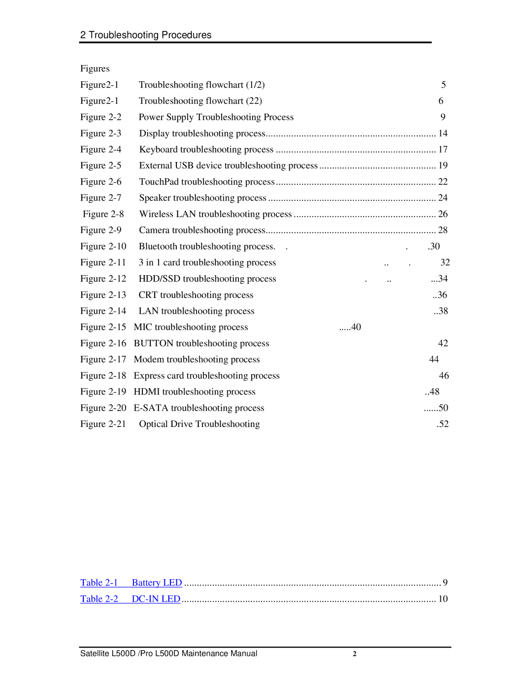 Toshiba L500D manual Tables 