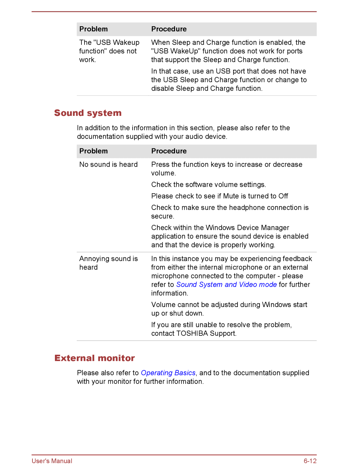 Toshiba L50t-A/L50Dt-A, L50-A/L50D-A user manual Sound system, External monitor 