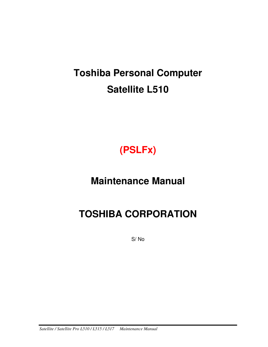 Toshiba L517, L515 manual Toshibacorporation 