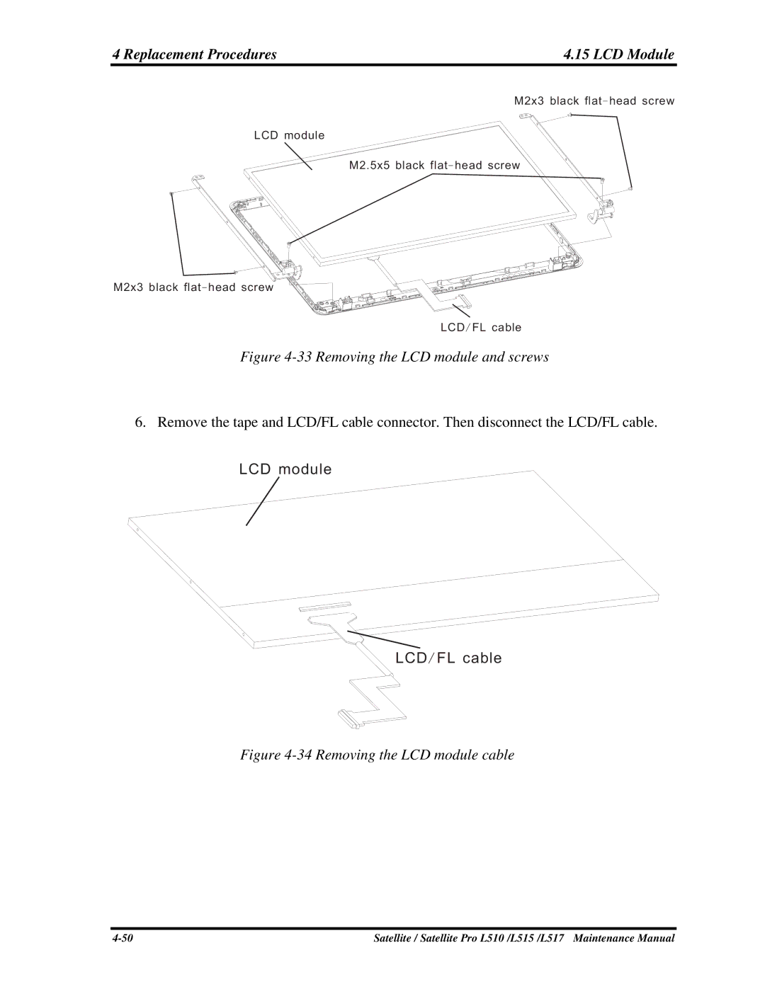Toshiba L515, L517 manual LCD module LCD/ FL cable 