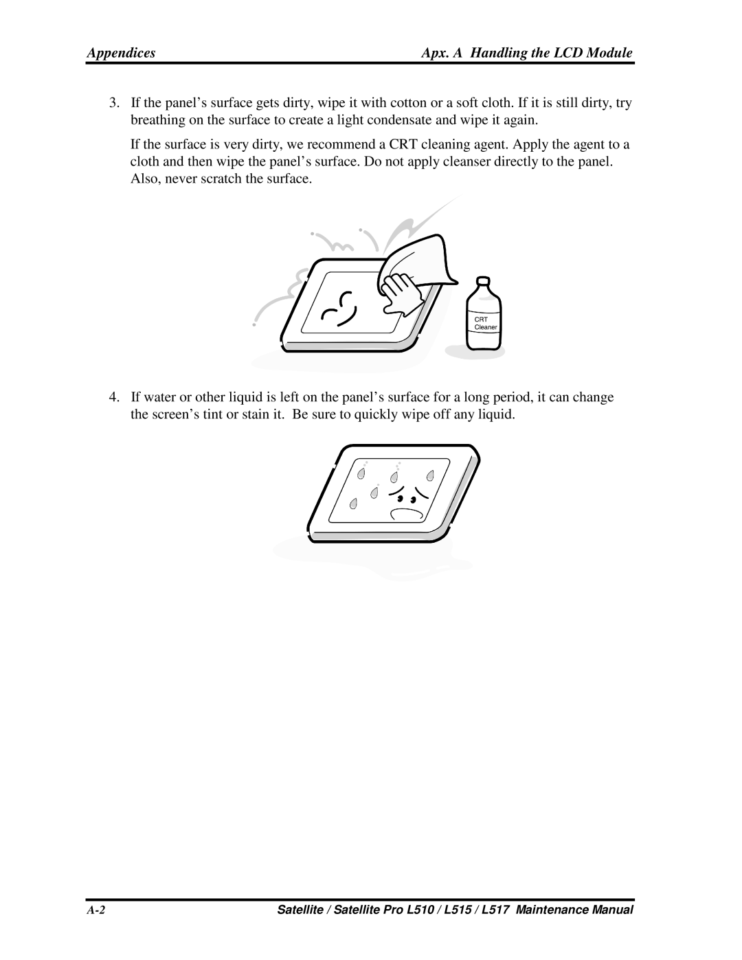 Toshiba L515, L517 manual Appendices, Also,neverscratchthesurface 