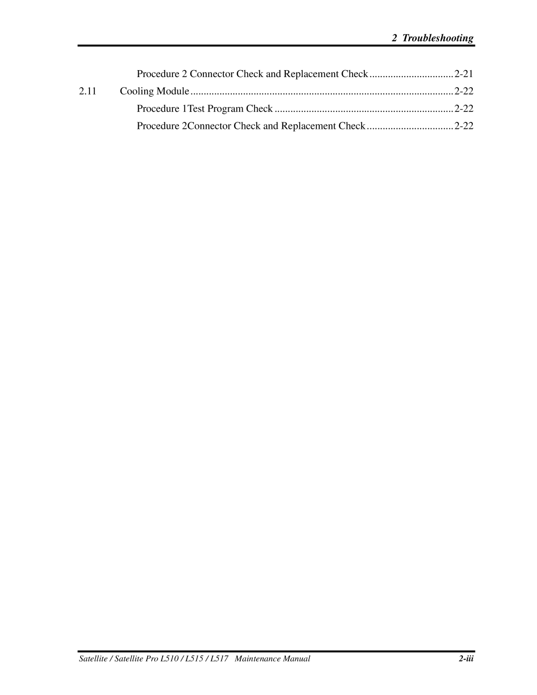 Toshiba L515, L517 manual CoolingModule Procedure1TestProgramCheck 