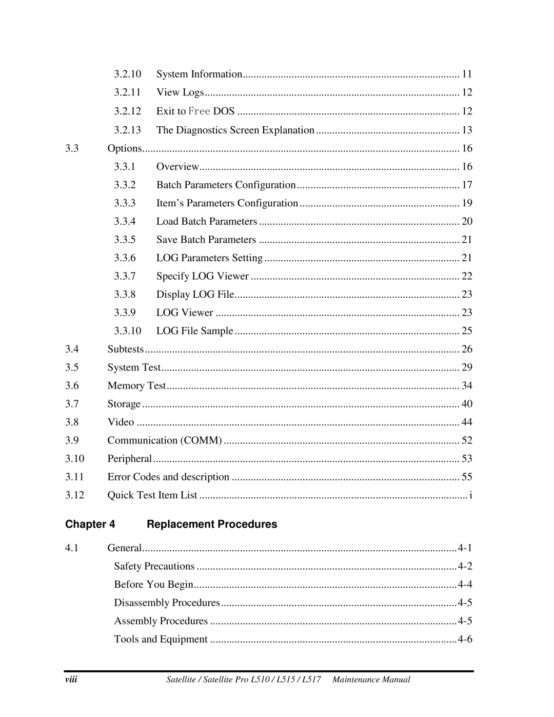 Toshiba L515, L517 manual Overview, ReplacementProcedures 