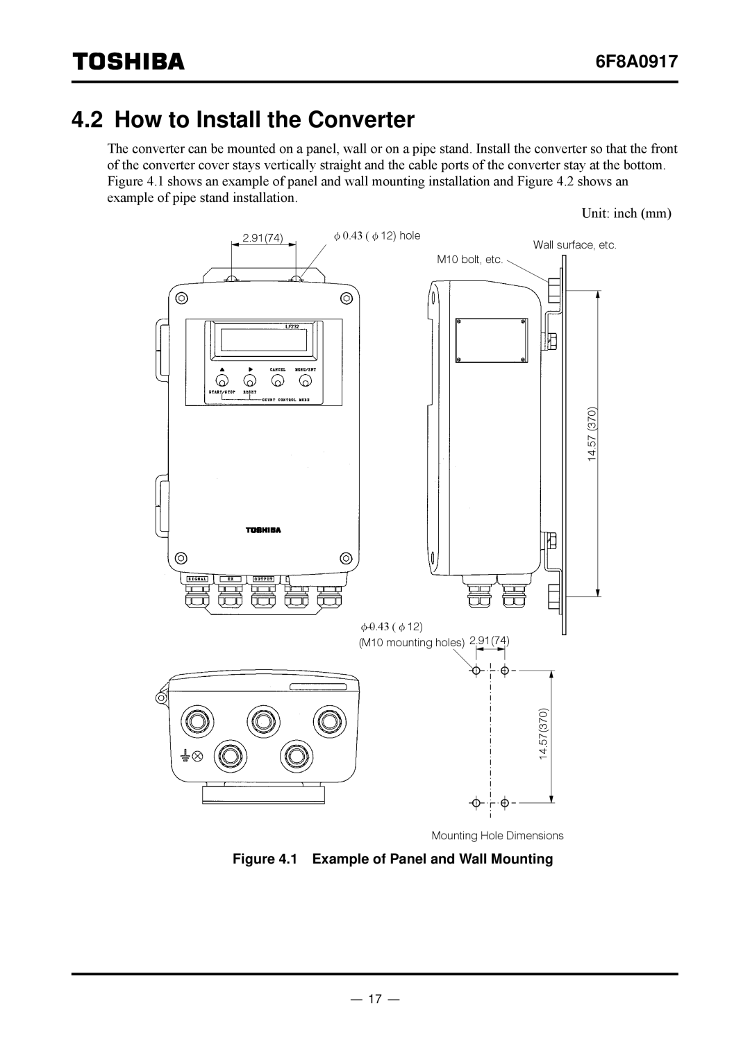 Toshiba L5232 manual How to Install the Converter, Unit inch mm 