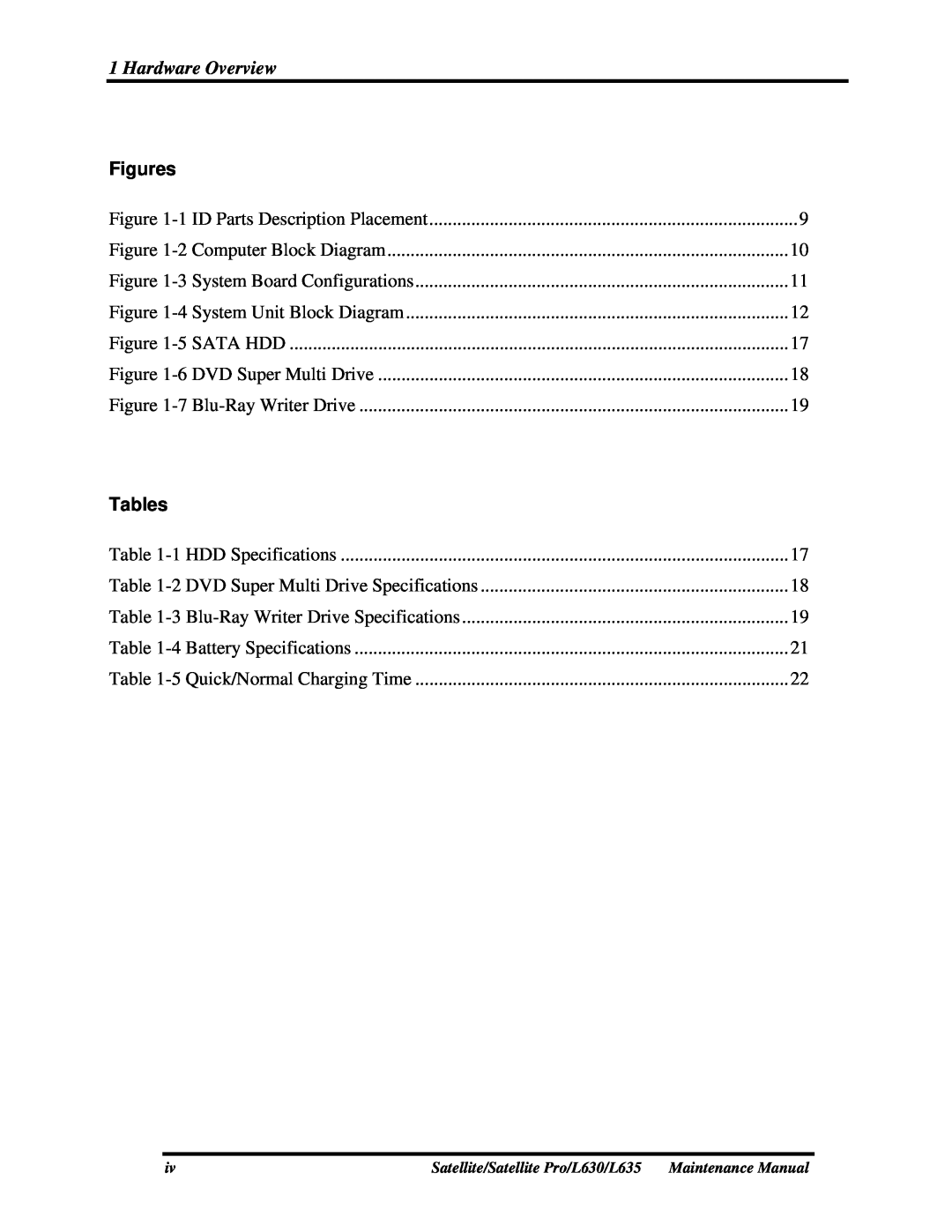 Toshiba Figures, Tables, Satellite/Satellite Pro/L630/L635, Maintenance Manual, 2 Computer Block Diagram, 5 SATA HDD 