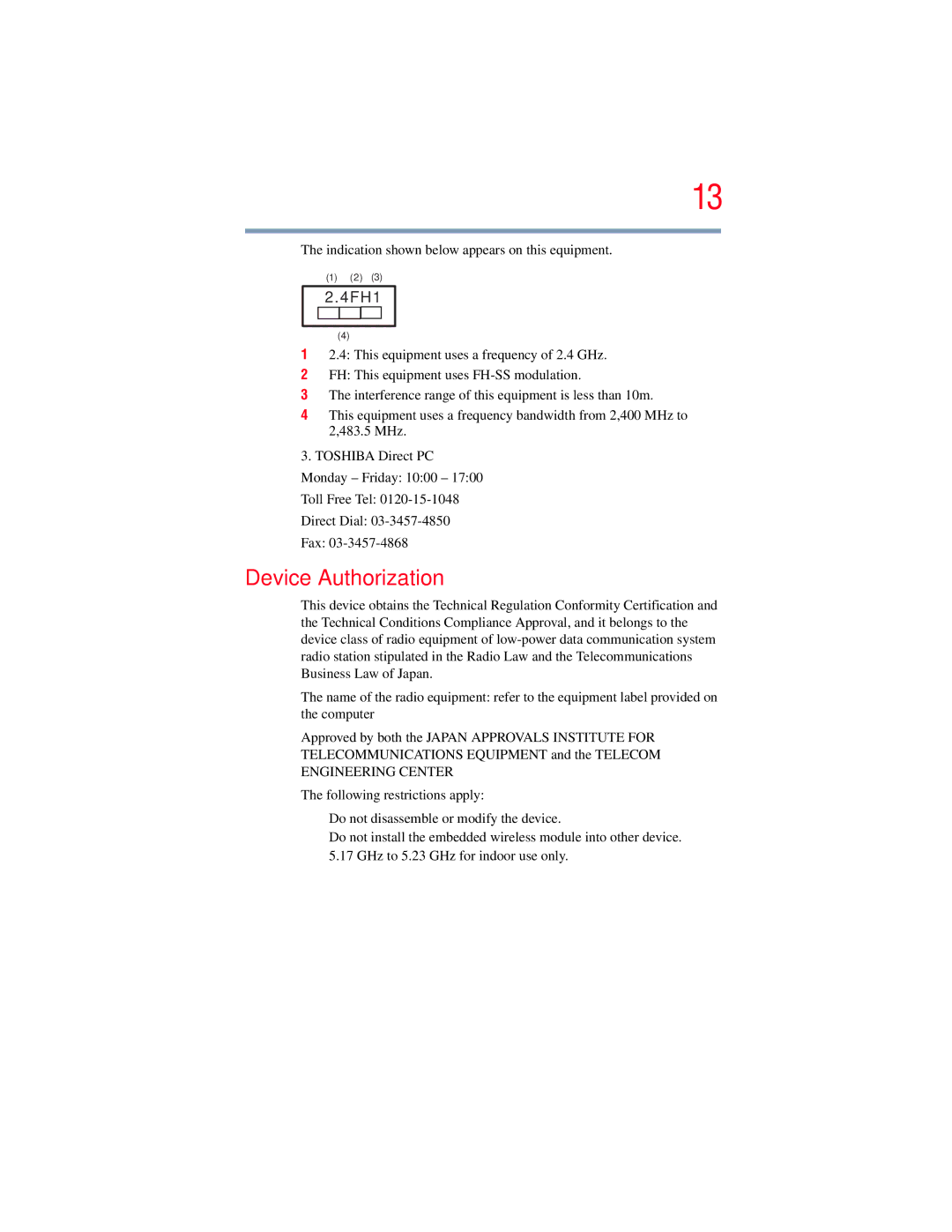 Toshiba L650, L640 manual Device Authorization, 4FH1 