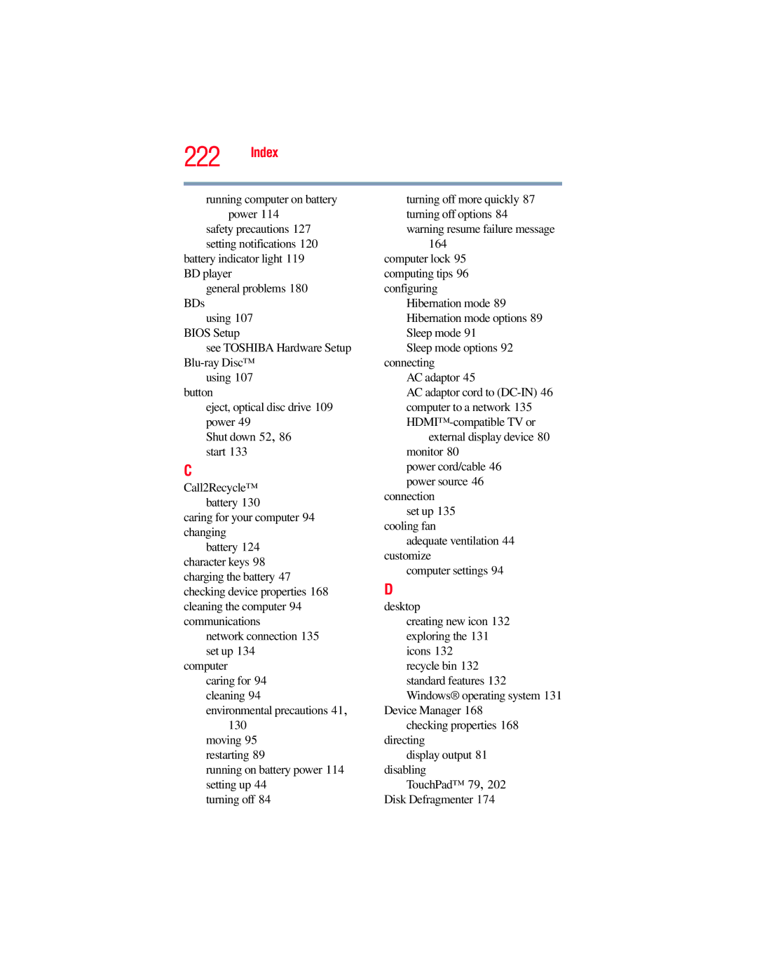 Toshiba L640, L650 manual Index 