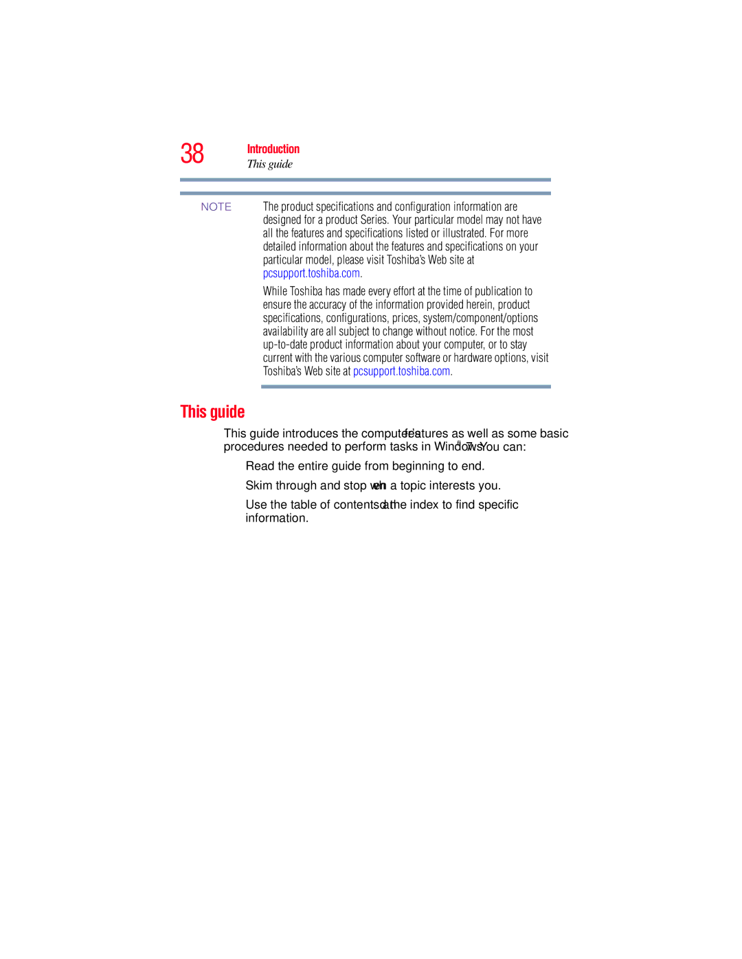 Toshiba L640, L650 manual This guide 