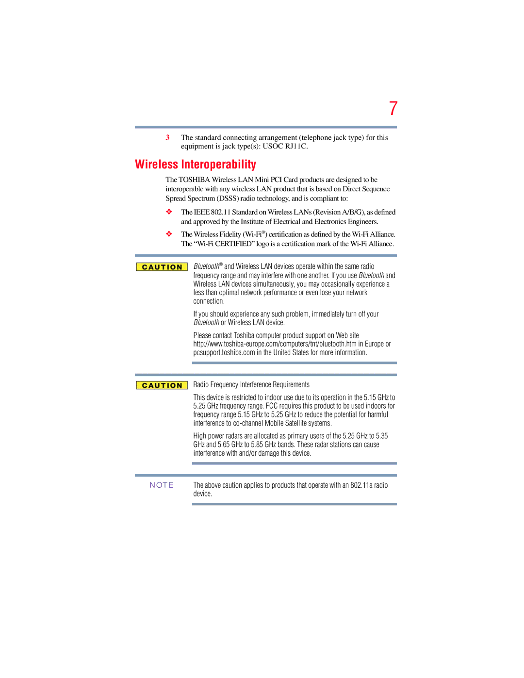 Toshiba L650, L640 manual Wireless Interoperability 