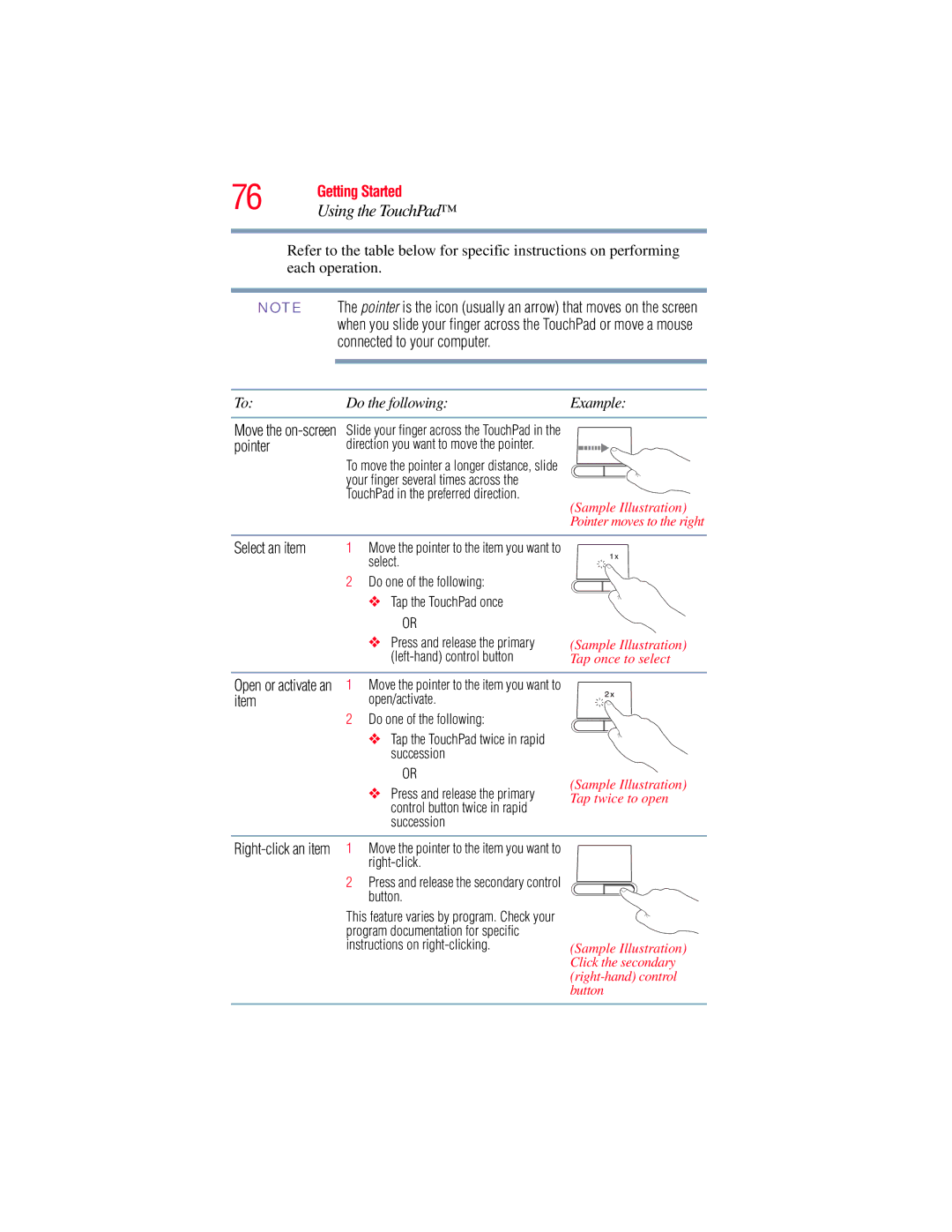 Toshiba L640, L650 manual Using the TouchPad, Do the following 