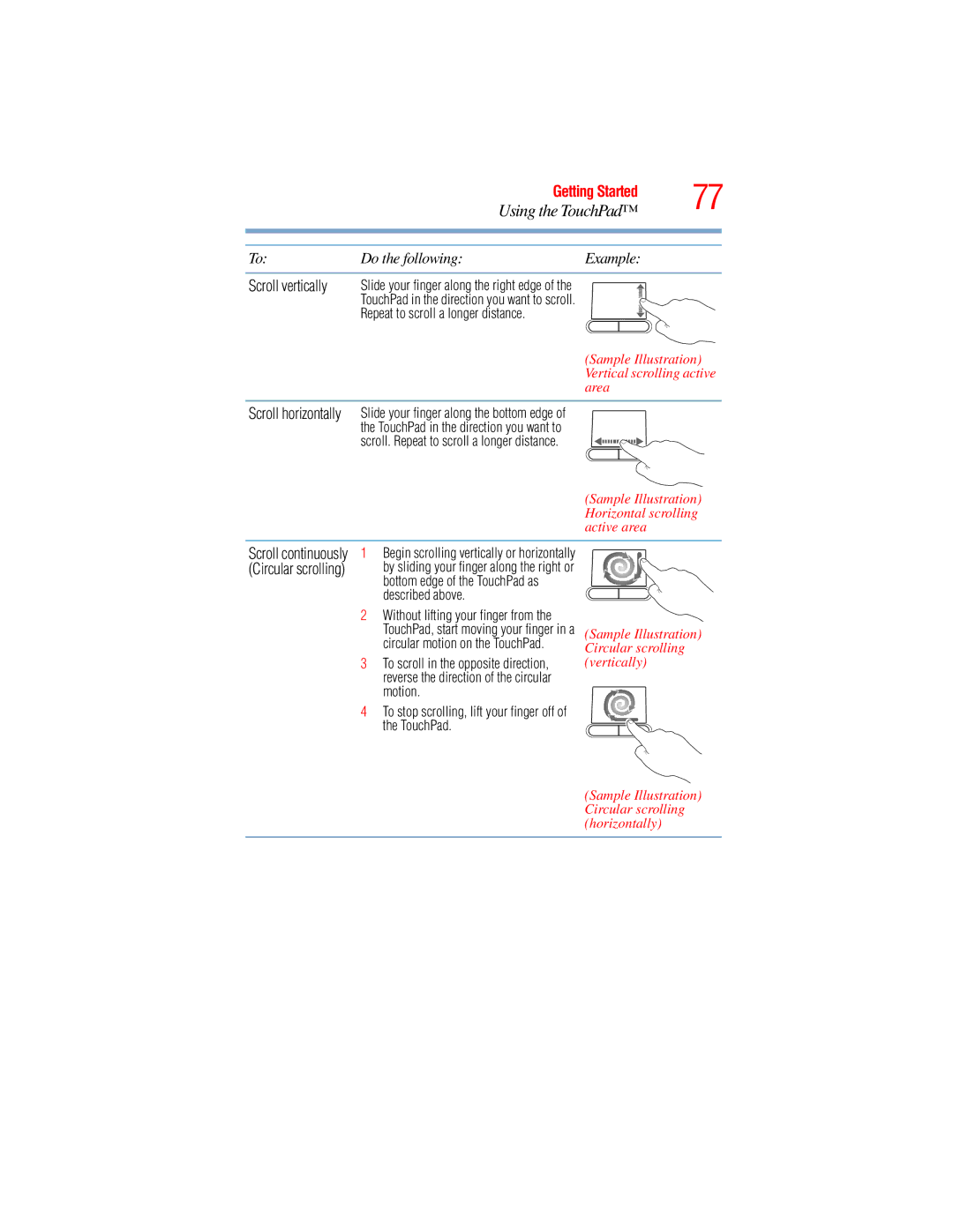 Toshiba L650, L640 manual Using the TouchPad 