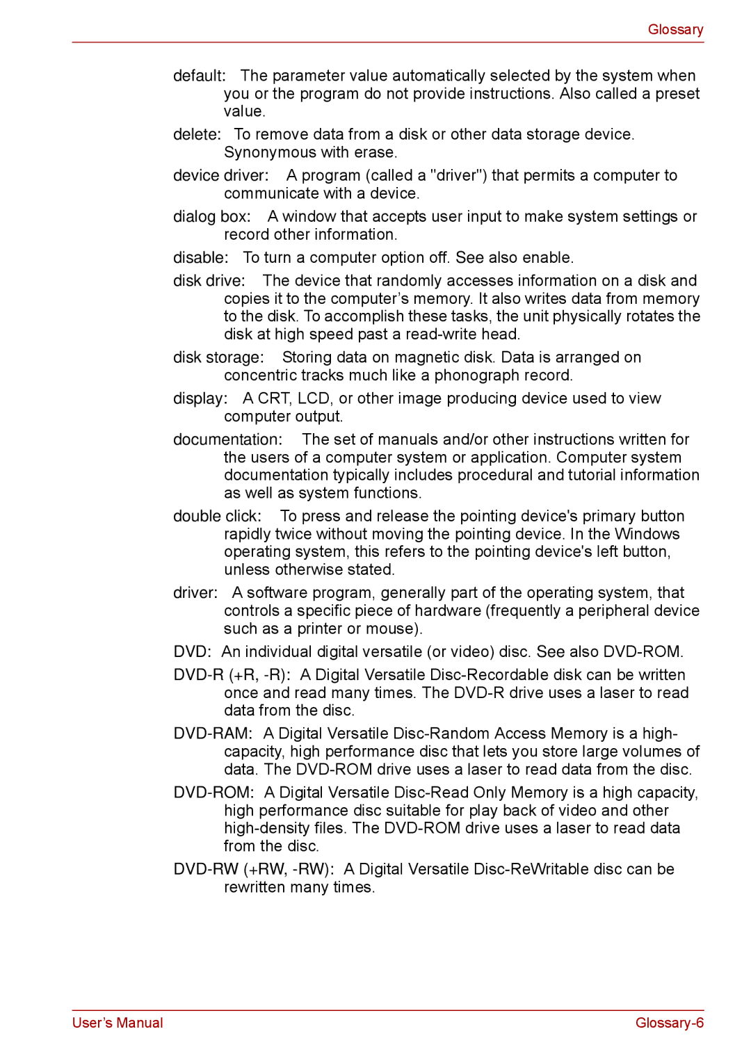 Toshiba Pro L670D, L675D user manual Glossary-6 