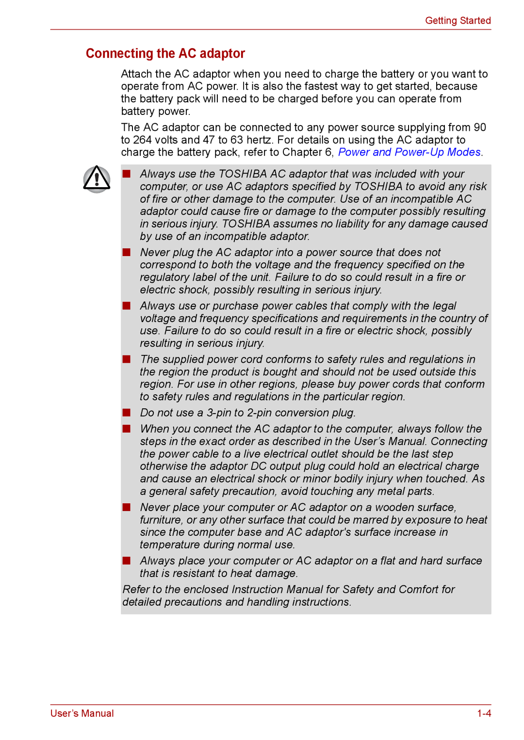 Toshiba Pro L670D, L675D user manual Connecting the AC adaptor 