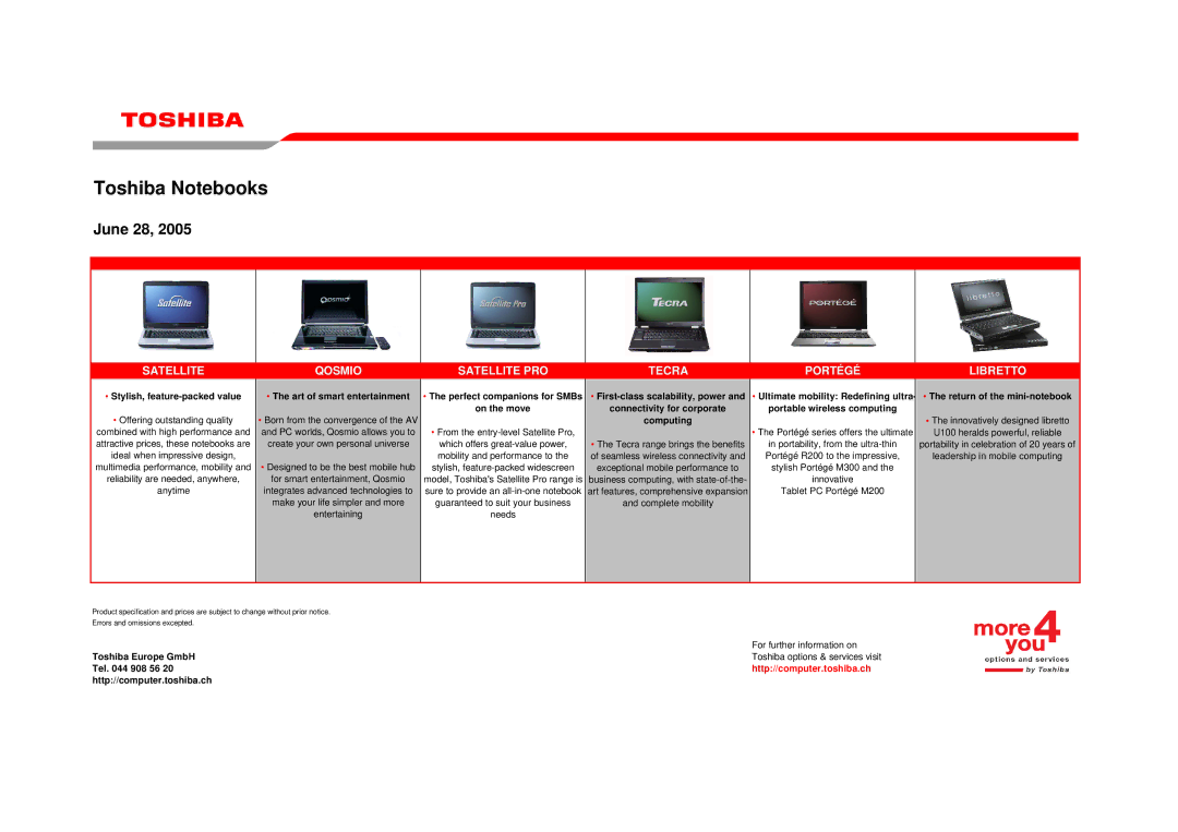 Toshiba LIBRETTO manual Toshiba Notebooks 