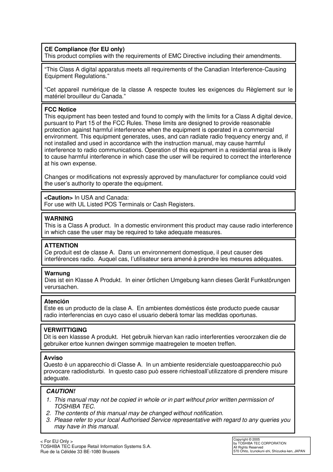 Toshiba LKBST-65-TF12 SERIES owner manual Verwittiging 