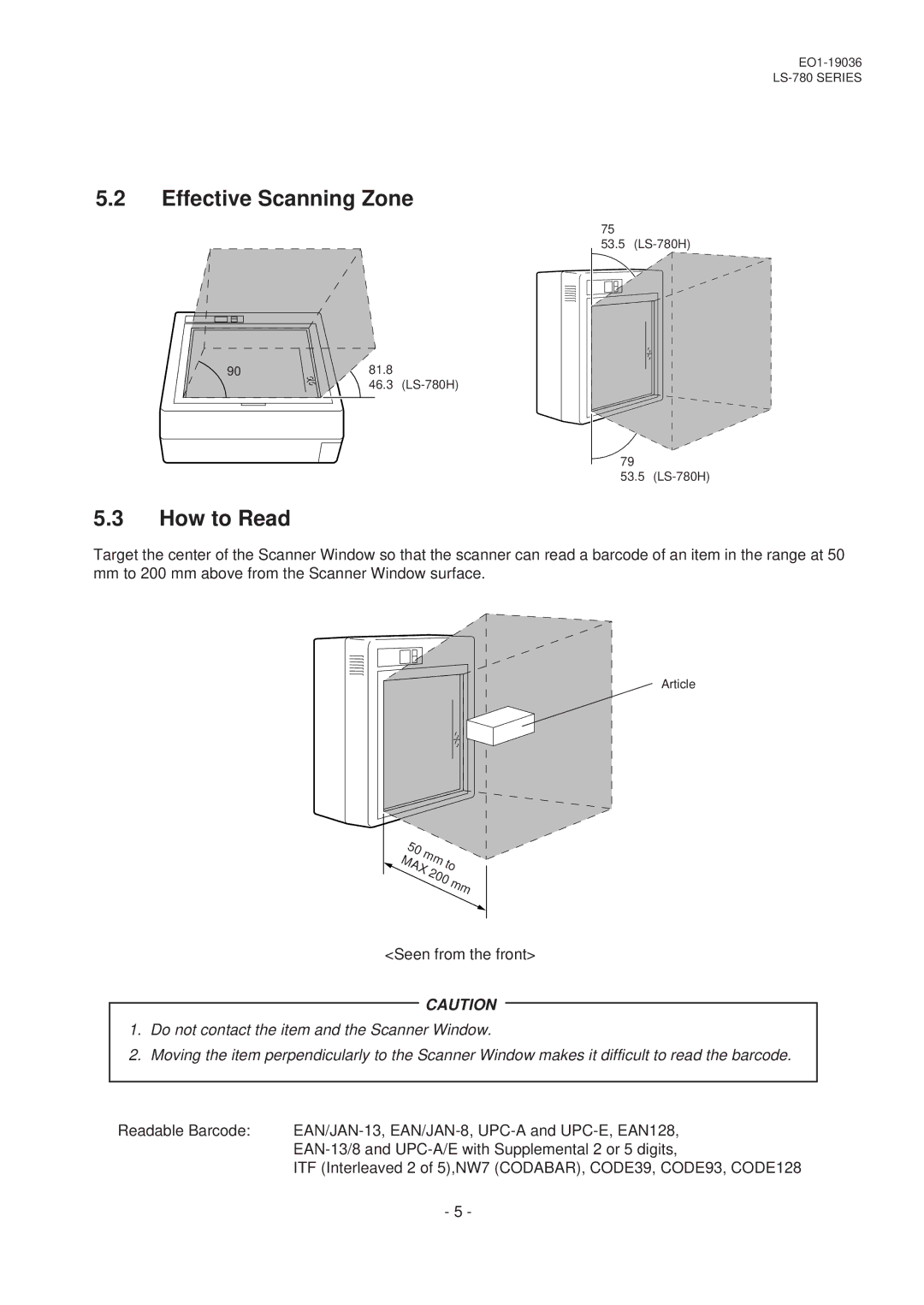 Toshiba EO1-19036M, LS-780 SERIES owner manual Effective Scanning Zone, How to Read 