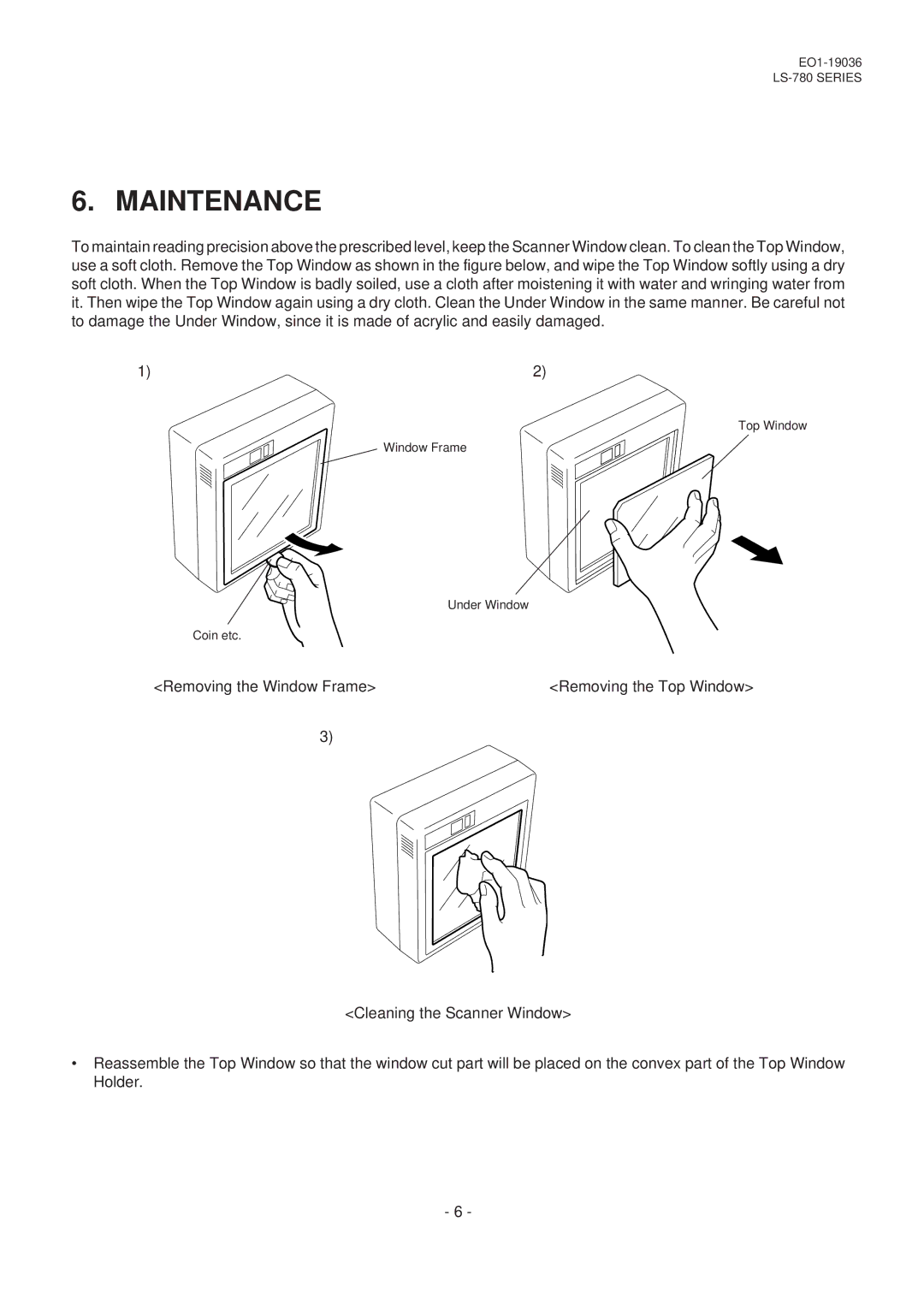 Toshiba LS-780 SERIES, EO1-19036M owner manual Maintenance 