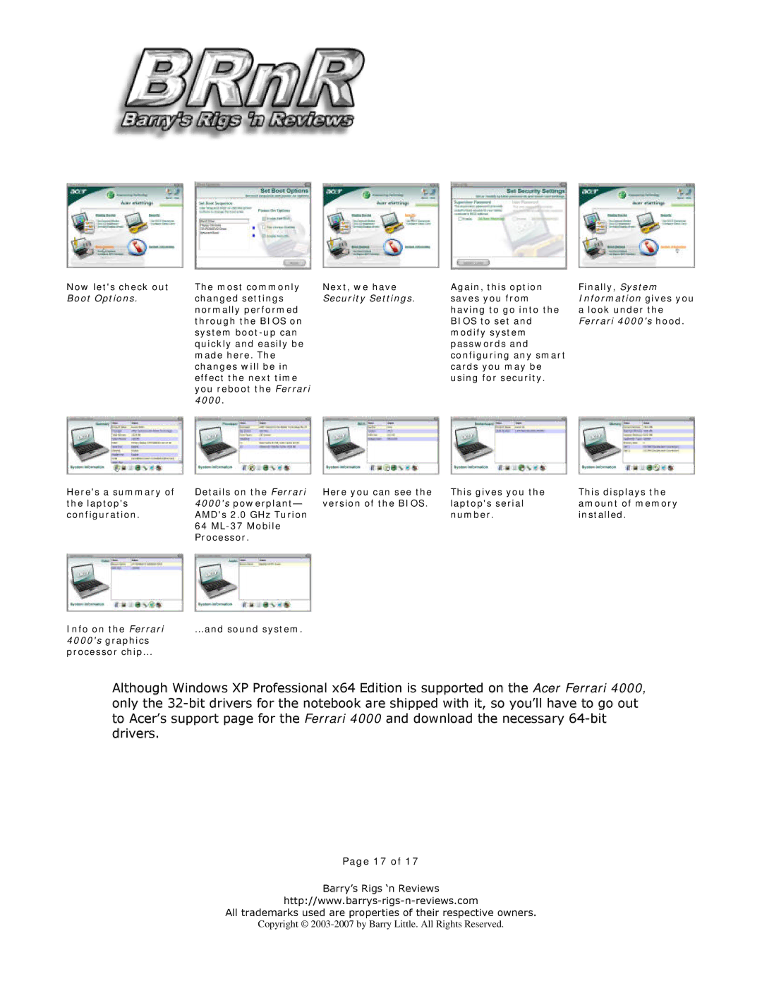 Toshiba 4000 4005WLMi, LX.FR406.035 manual Boot Options, Security Settings 