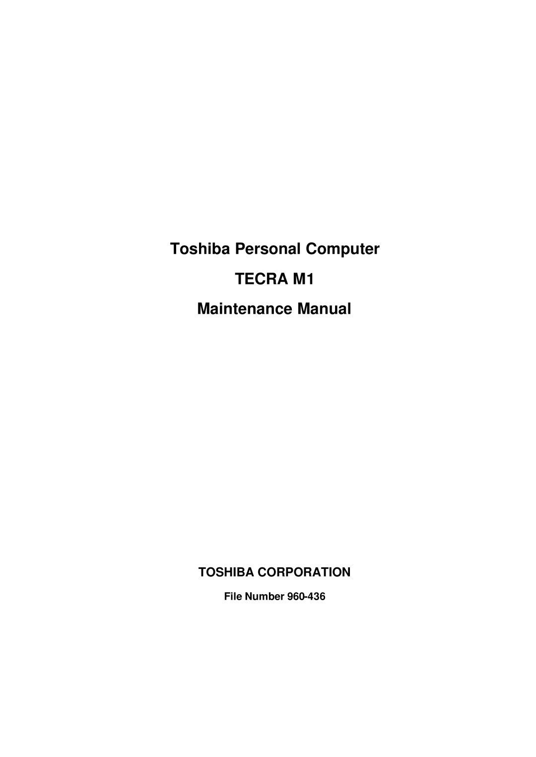 Toshiba manual Tecra M1, File Number 