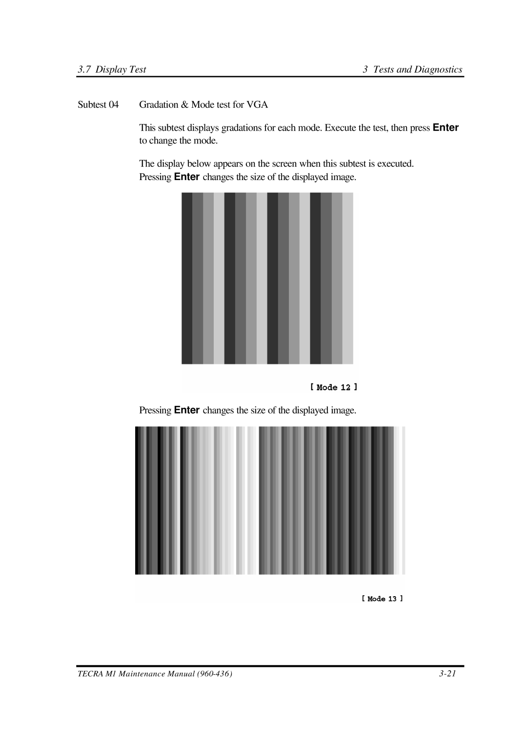 Toshiba M1 manual Display Test Tests and Diagnostics 