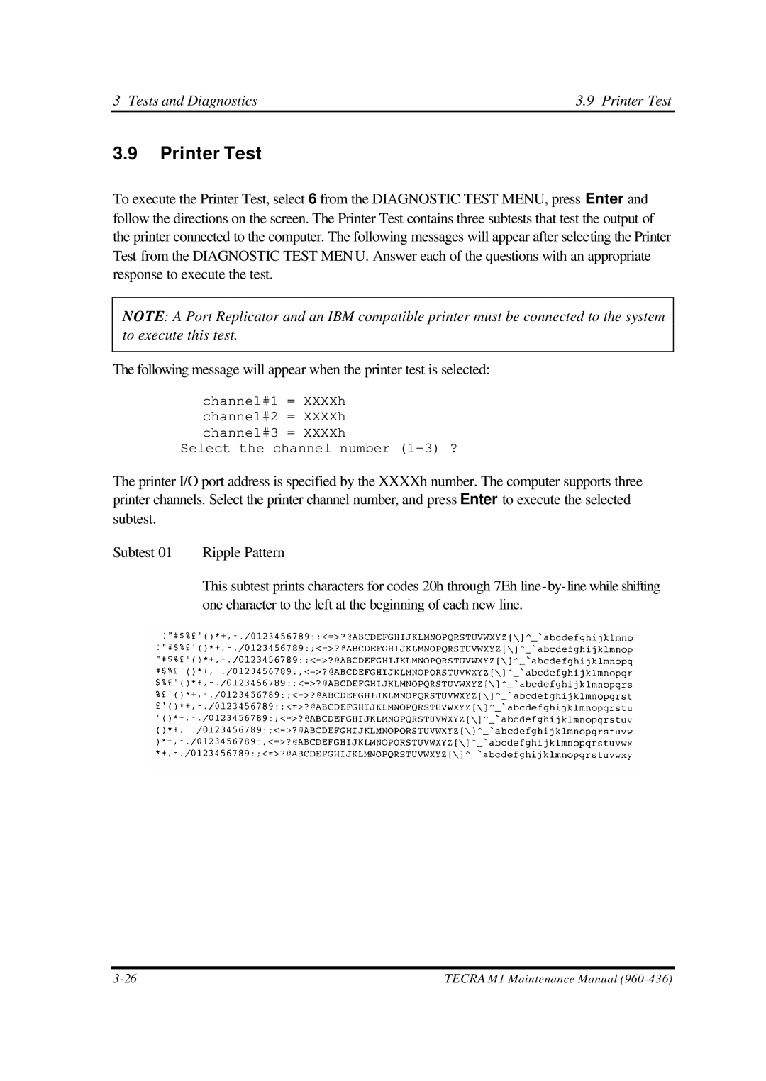 Toshiba M1 manual Tests and Diagnostics Printer Test 