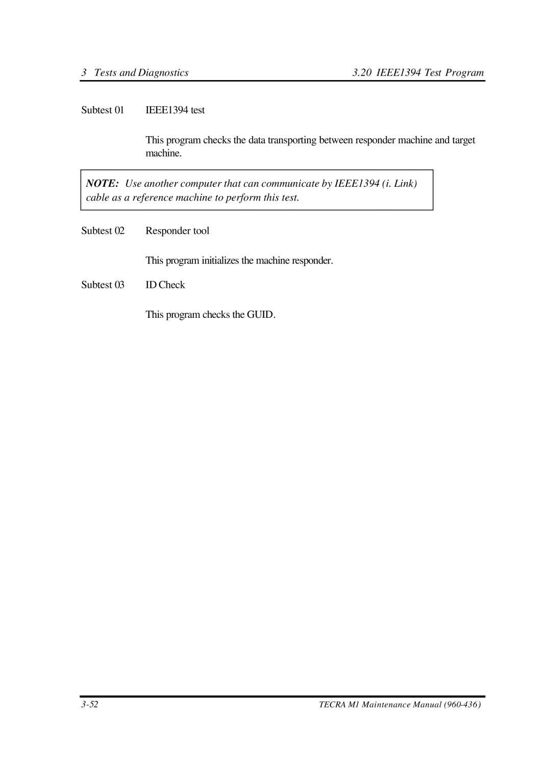 Toshiba M1 manual Subtest Responder tool 