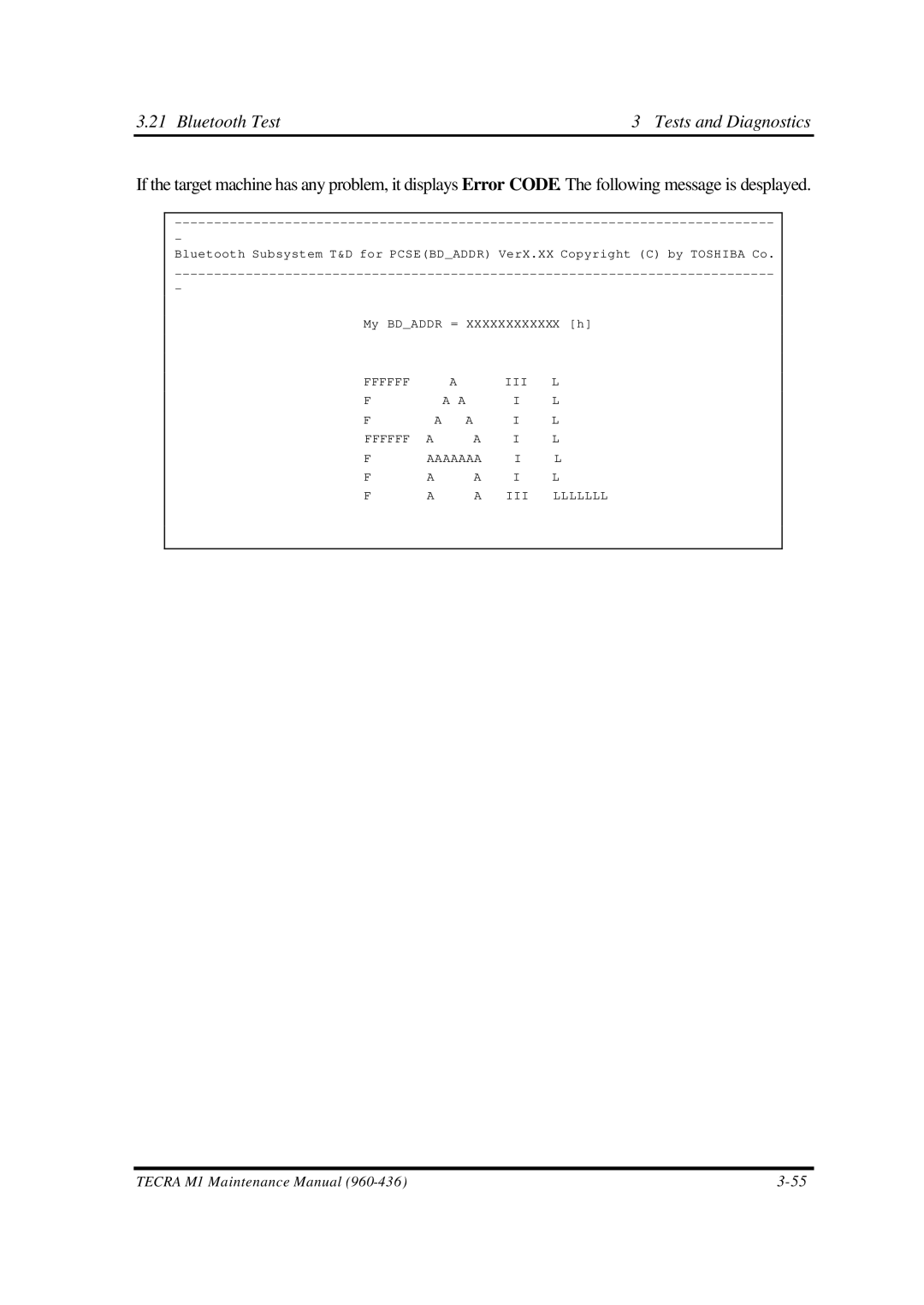 Toshiba M1 manual Bluetooth Test3 Tests and Diagnostics 