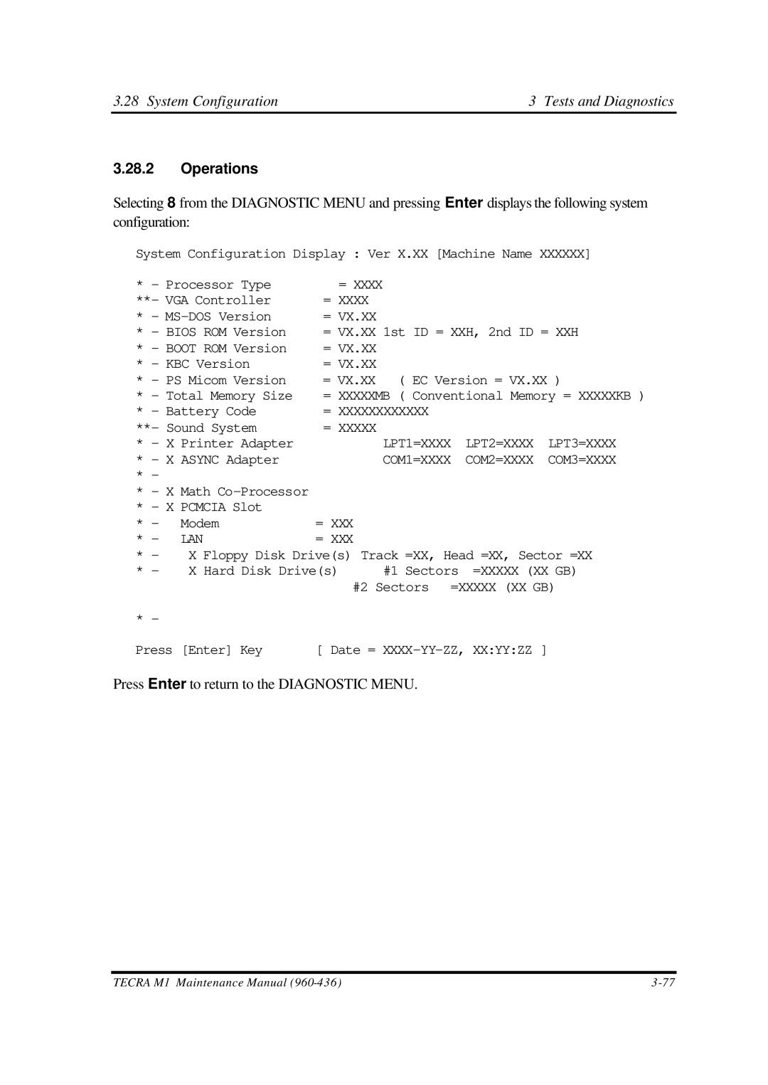 Toshiba M1 manual System Configuration Tests and Diagnostics, Lan 