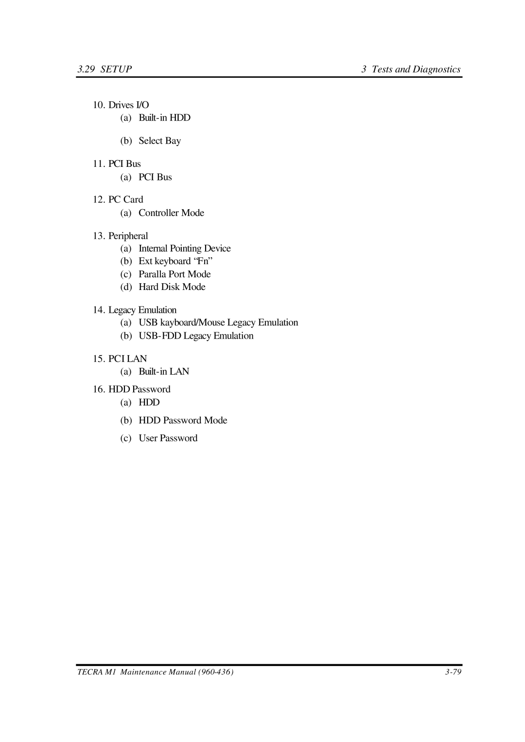 Toshiba M1 manual Setup Tests and Diagnostics 