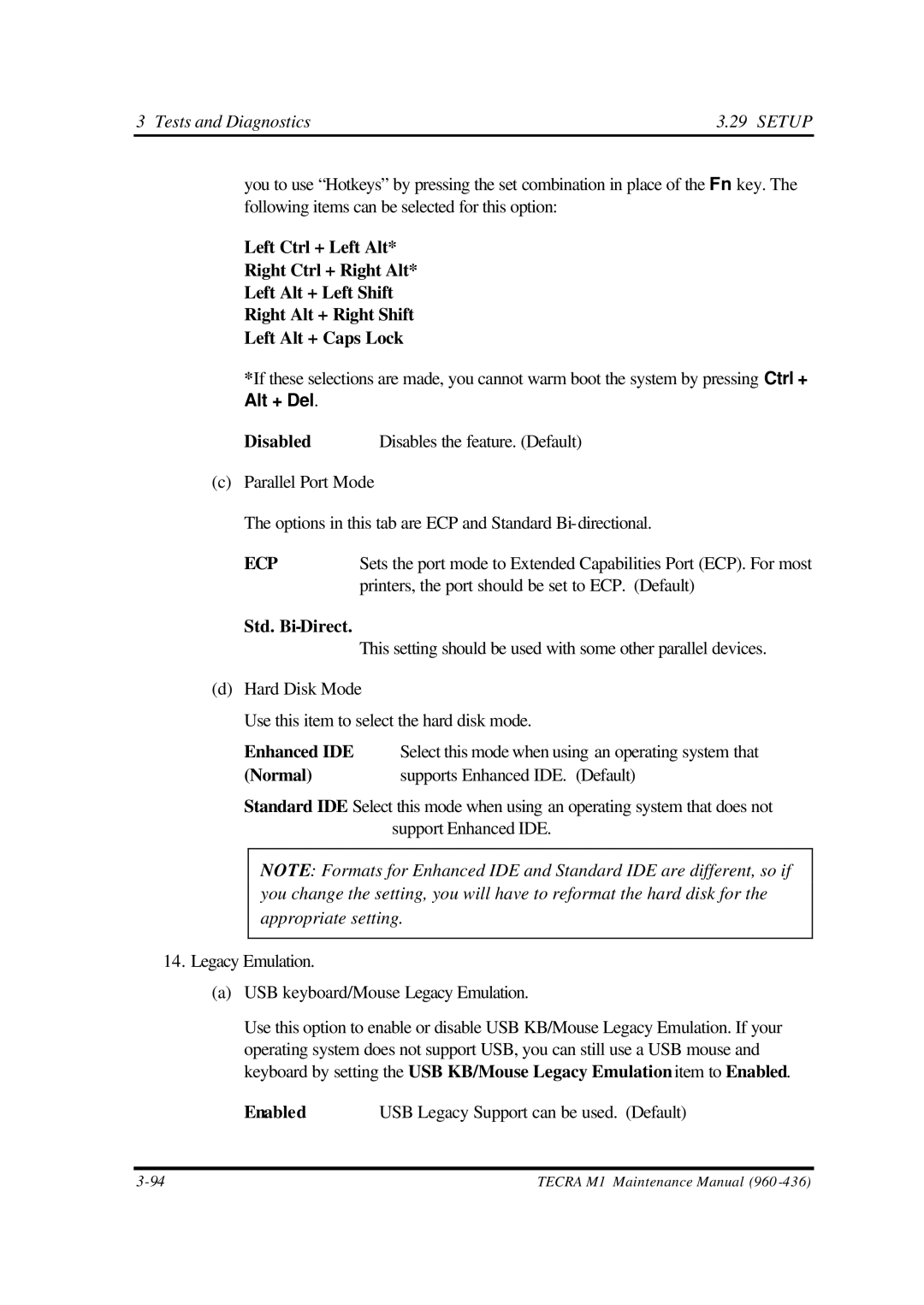 Toshiba M1 manual Ecp 