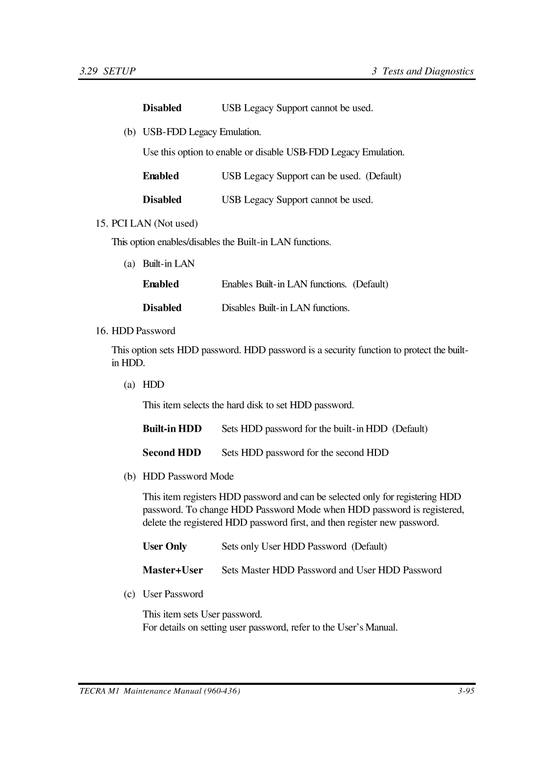 Toshiba M1 manual Disabled, USB Legacy Support cannot be used 