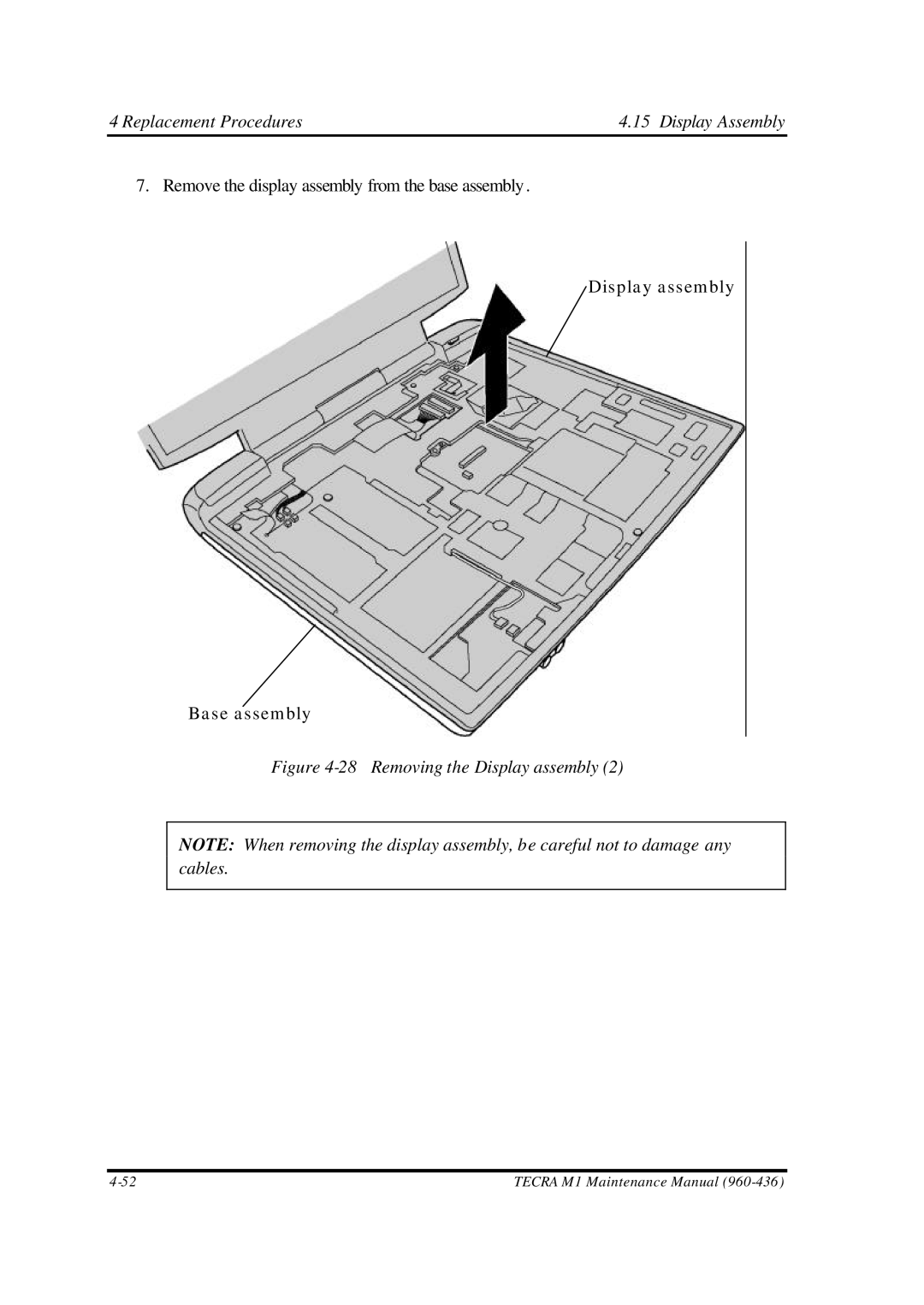 Toshiba M1 manual Removing the Display assembly 