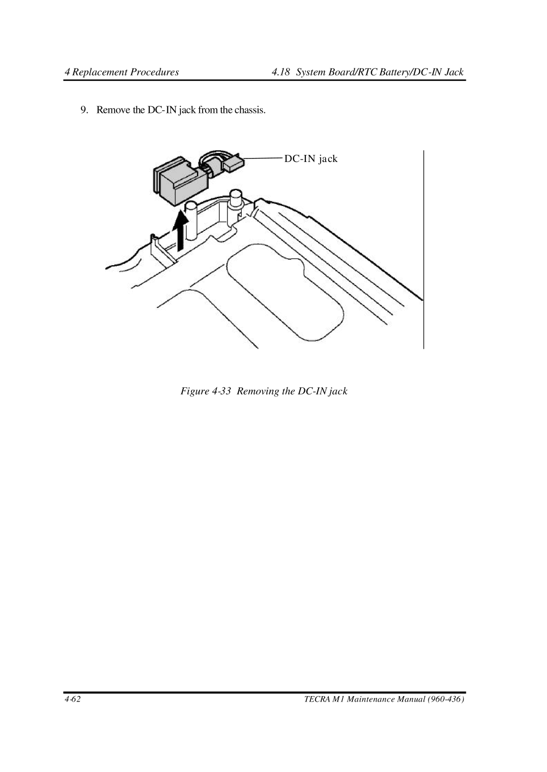 Toshiba M1 manual Removing the DC-IN jack 