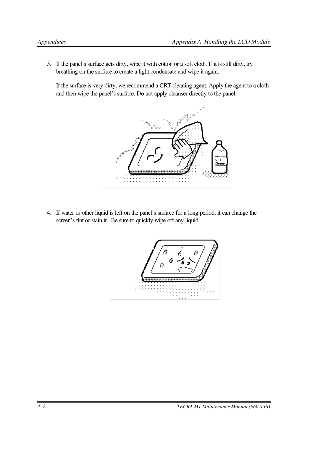 Toshiba M1 manual Appendix a Handling the LCD Module 