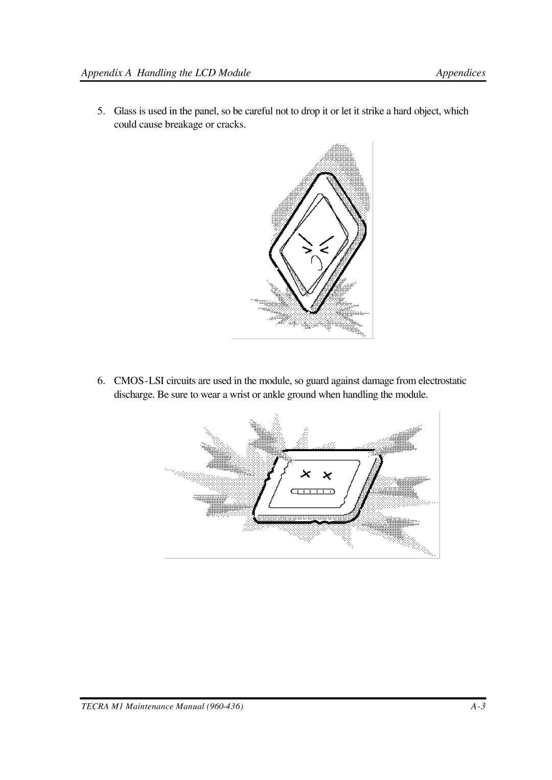 Toshiba M1 manual Appendix a Handling the LCD Module 