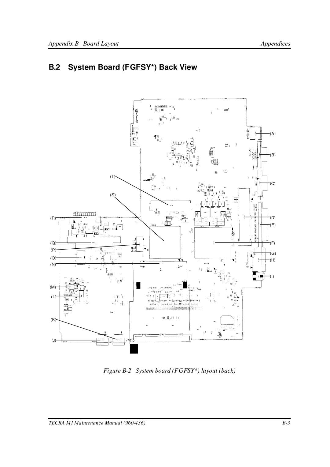 Toshiba M1 manual System Board FGFSY* Back View, Figure B-2 System board FGFSY* layout back 