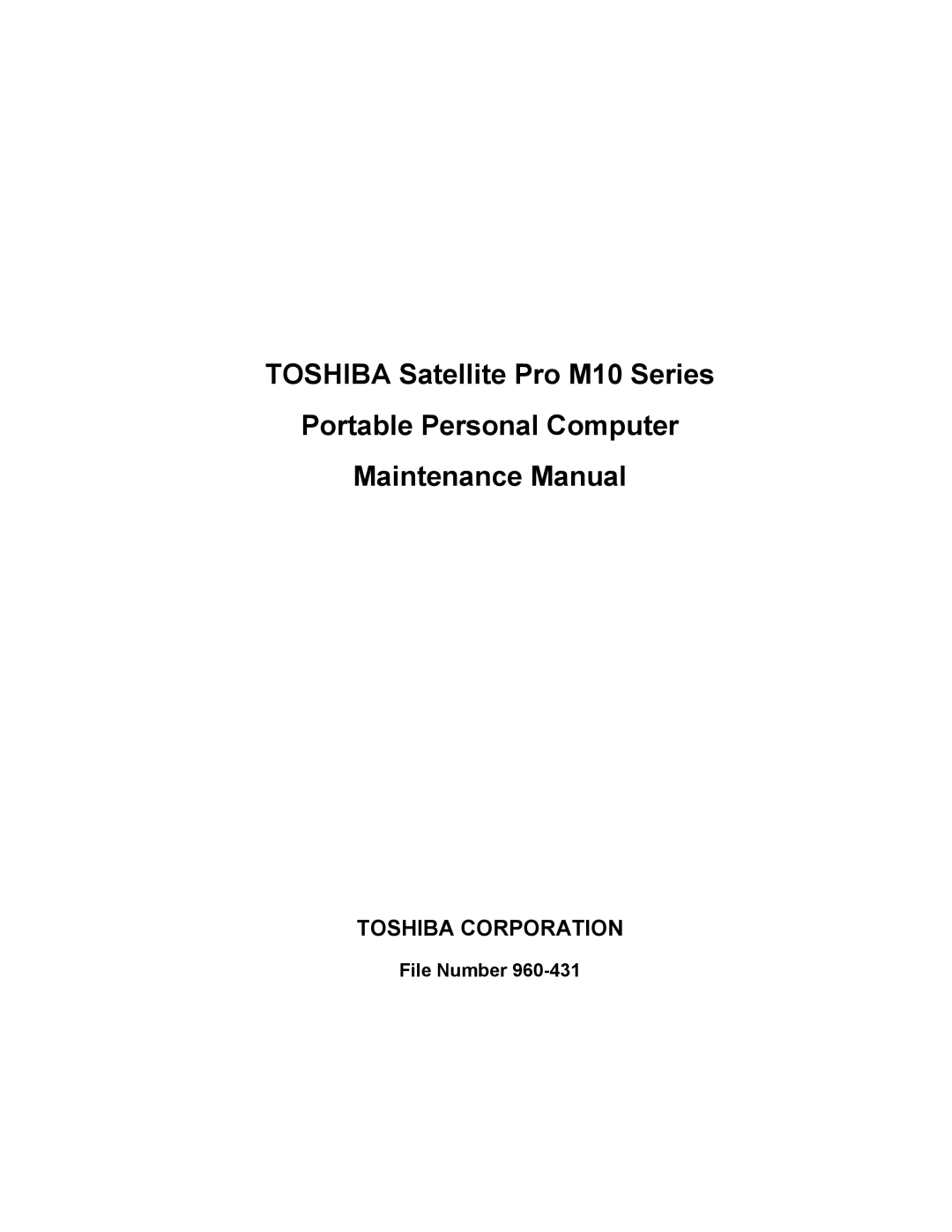 Toshiba M10 manual Toshiba Corporation, File Number 