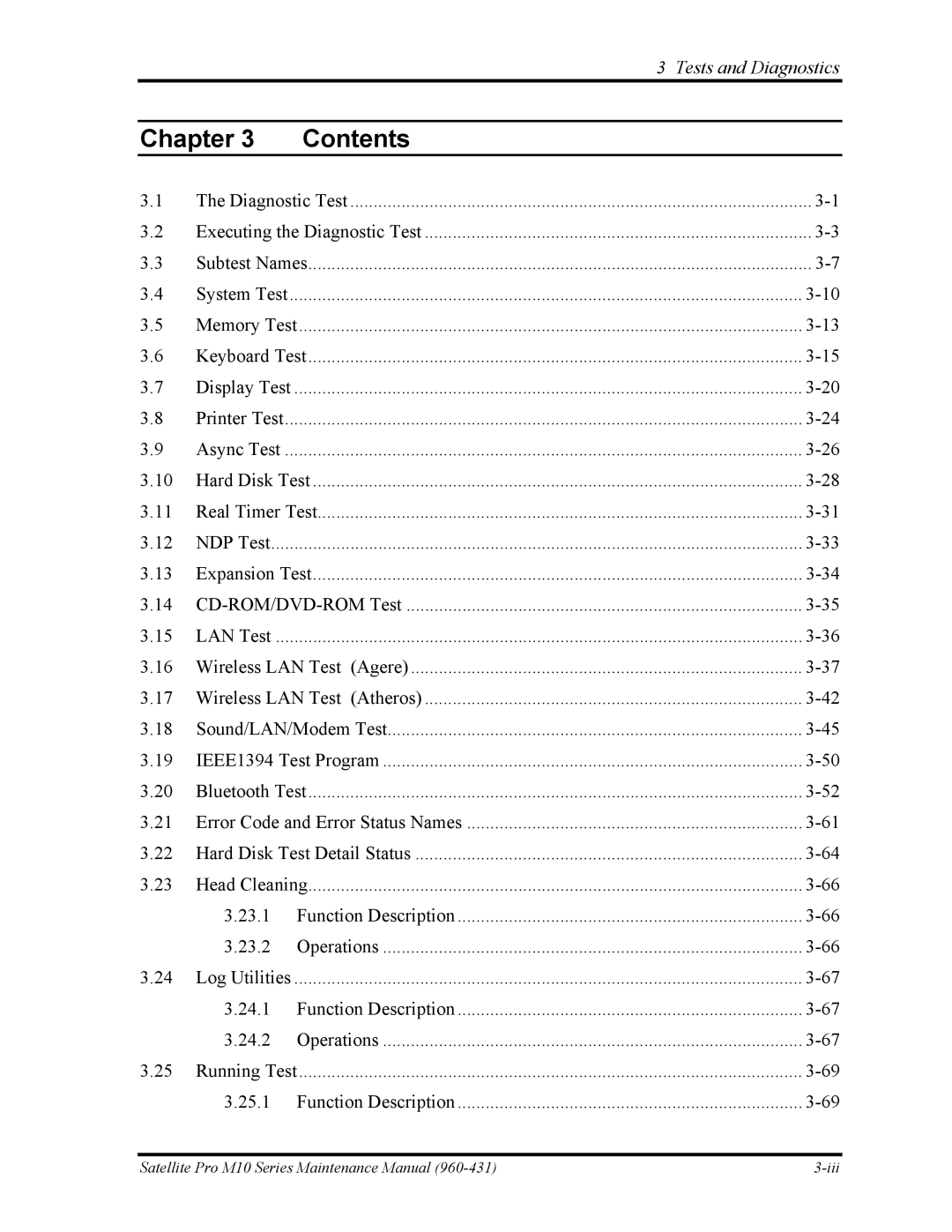 Toshiba M10 manual Chapter Contents 