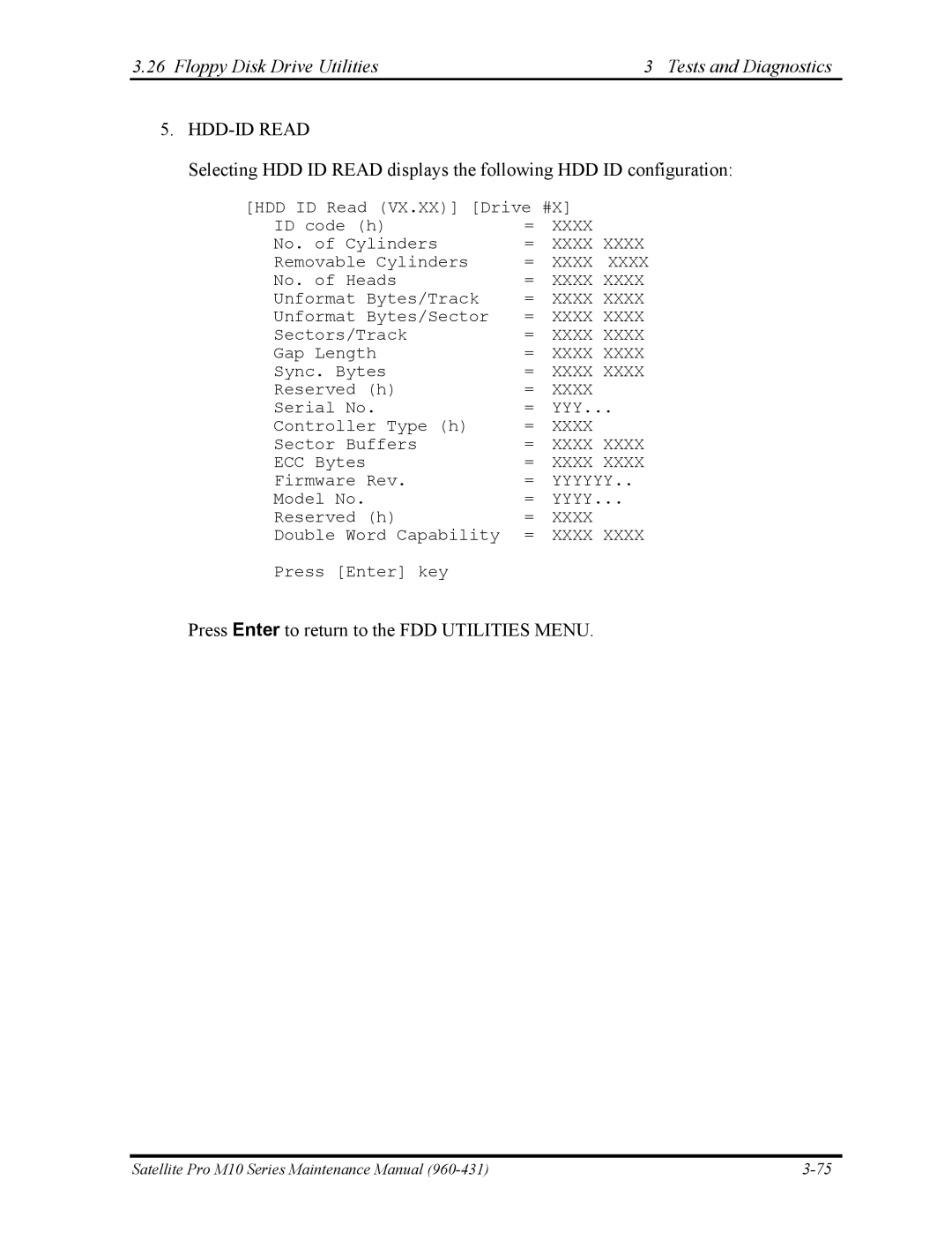 Toshiba M10 manual HDD-ID Read 