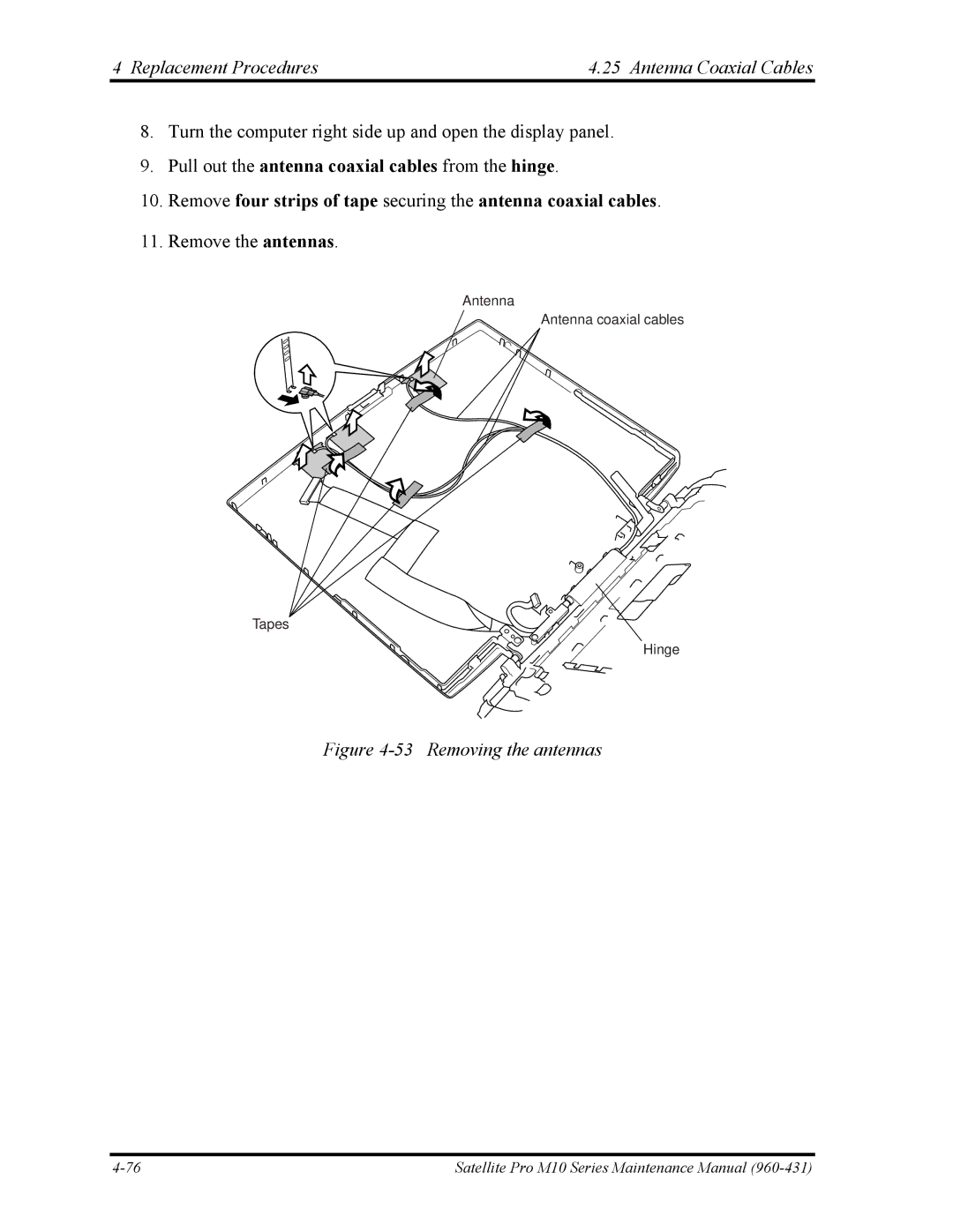 Toshiba M10 manual Removing the antennas 