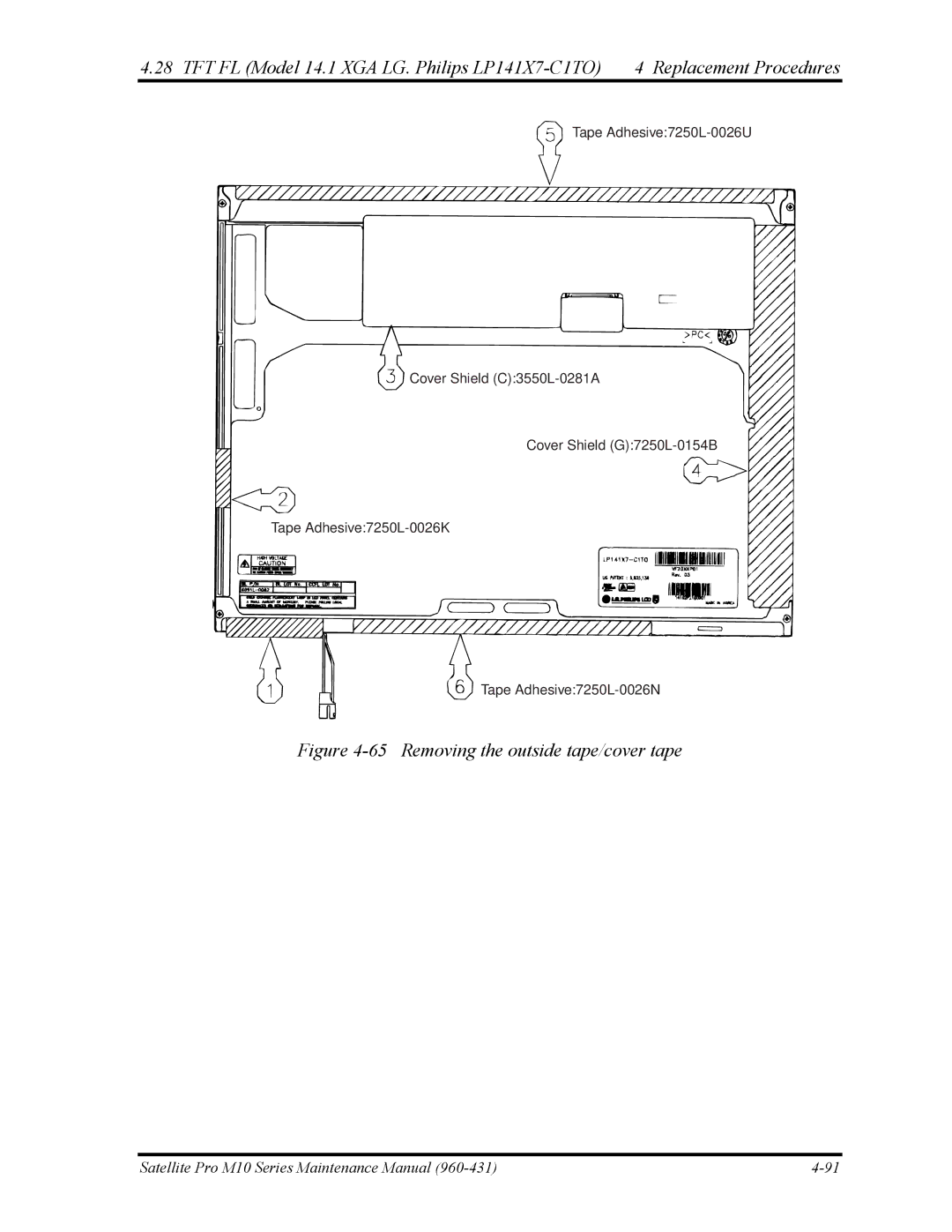 Toshiba M10 manual Removing the outside tape/cover tape 