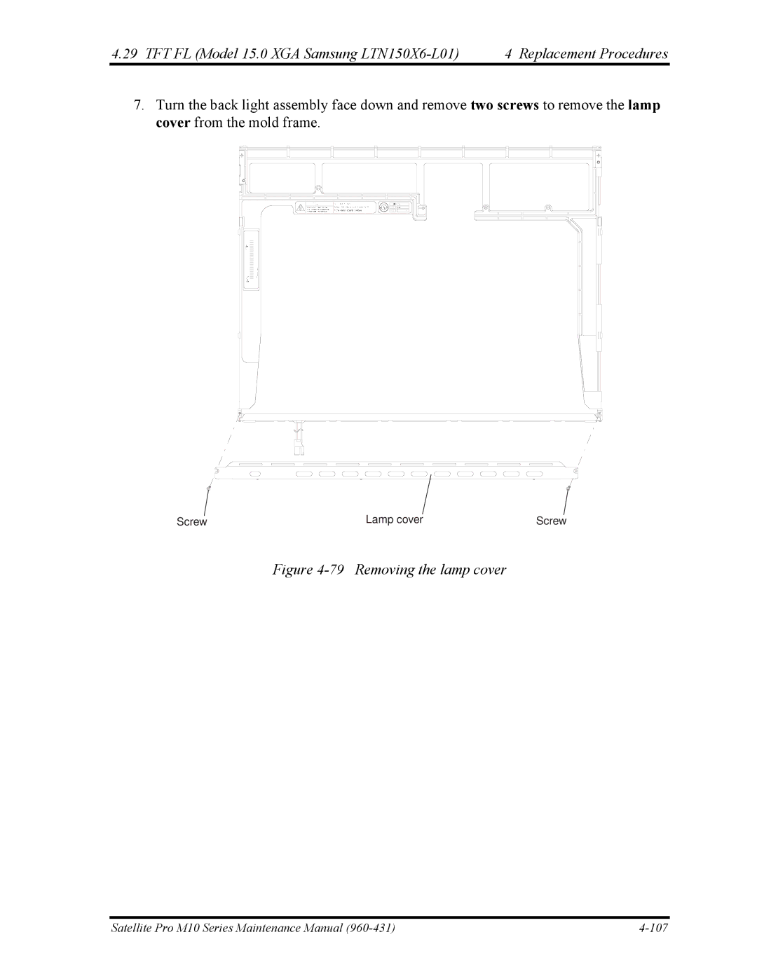 Toshiba M10 manual Removing the lamp cover 